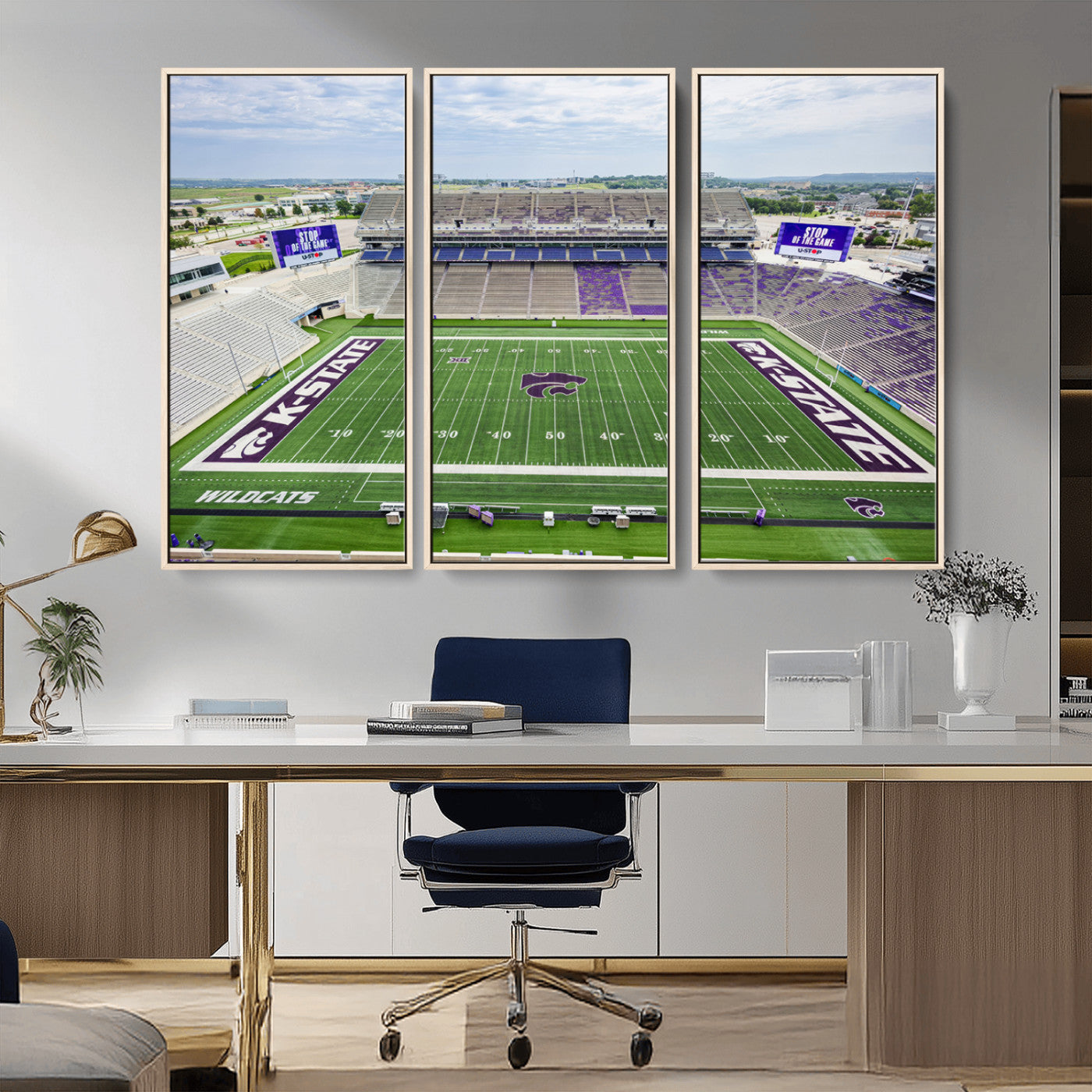 MGV-FC-48X32-3P - KState Wildcats Football Team Print - Manhattan Bill Snyder Family Football Stadium Wall Art Canvas