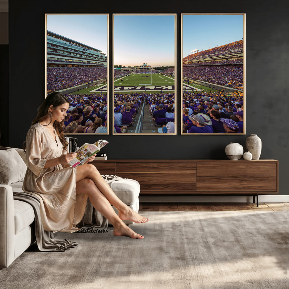 82792-MGV-CV-36X24 - Kansas State University Wildcats Football Team Print - Manhattan Bill Snyder Family Football Stadium