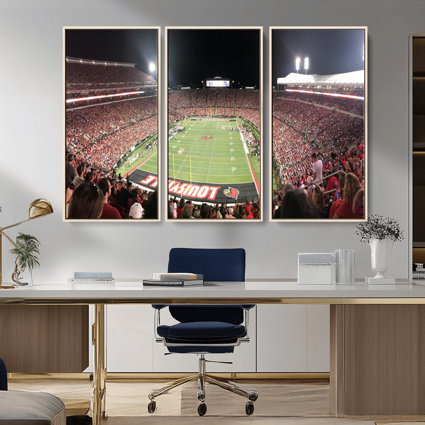 MGV-FC-48X32-3P - University of Louisville Cardinals Football Team Print - Louisville Cardinal Stadium Wall Art Canvas