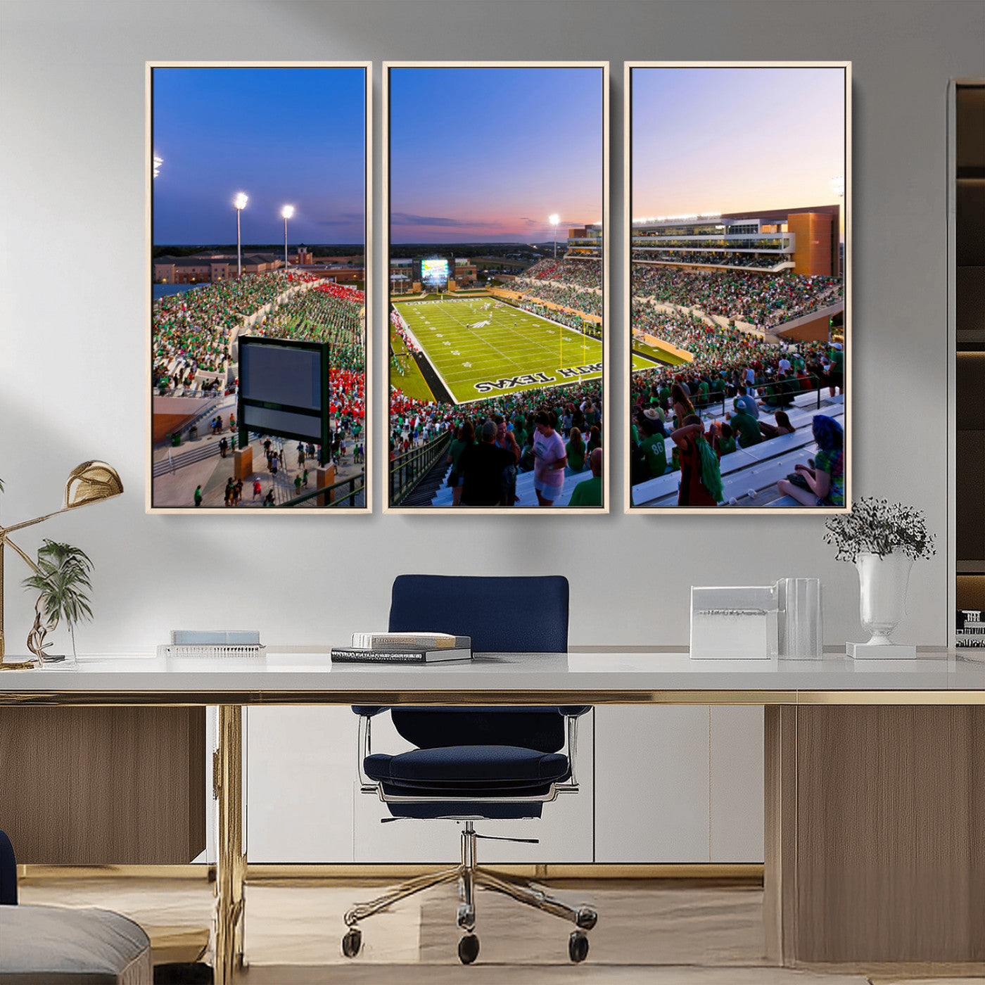 MGV-FC-48X32-3P - University of North Texas Mean Green Football Team Print - Denton DATCU Stadium Canvas Print Wall