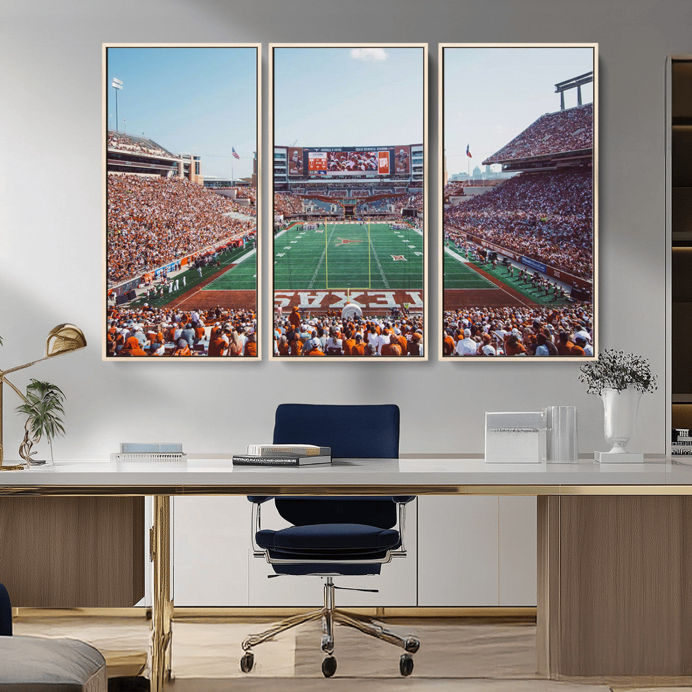 MGV-FC-48X32-3P - Framed Texas Memorial Stadium Canvas, University of Texas Longhorns Football Team Print - Austin