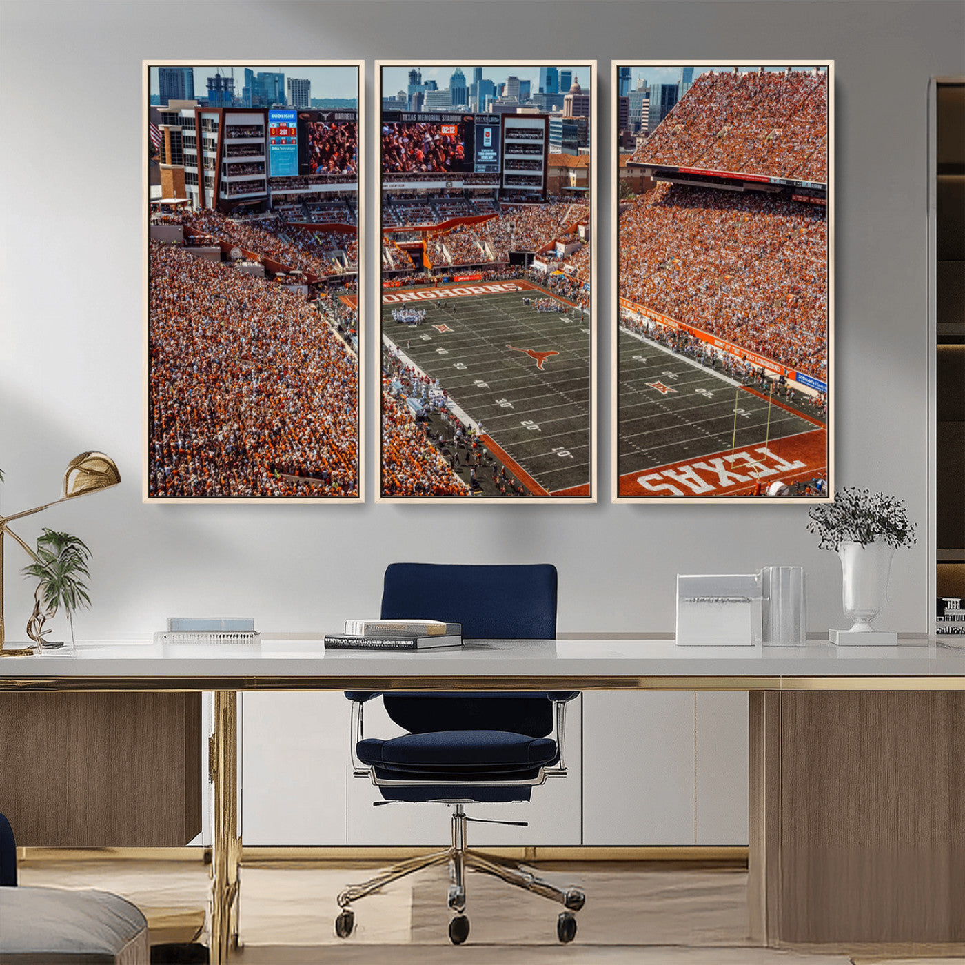 MGV-FC-48X32-3P - University of Texas Longhorns Football Team Print - Austin Darrell K Royal-Texas Memorial Stadium