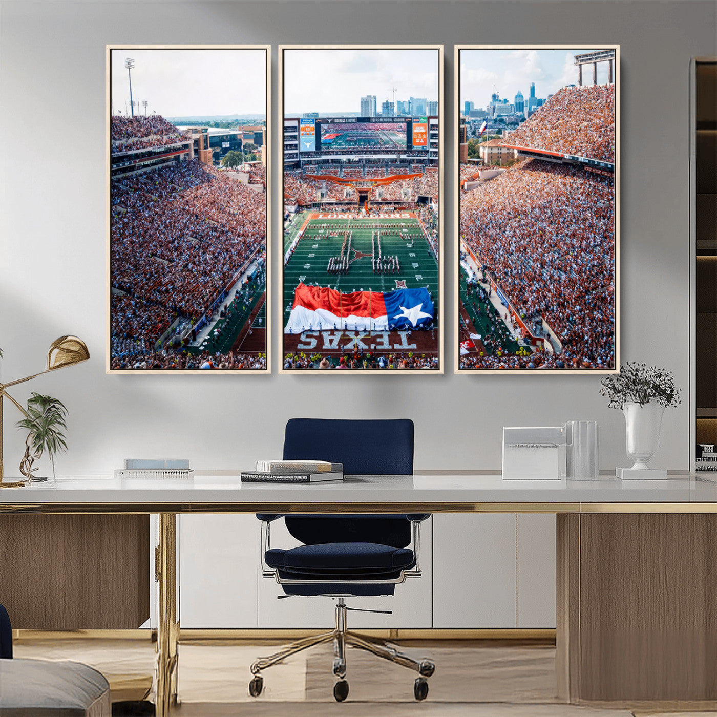 MGV-FC-48X32-3P - University of Texas Longhorns Football Team Canvas Print - Austin Darrell K Royal-Texas Memorial