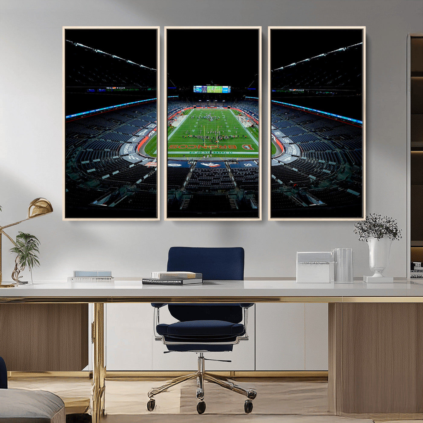 MGV-FC-48X32-3P - Denver Broncos Football Team Print Canvas- Denver Empower Field at Mile High Stadium Wall Art Canvas