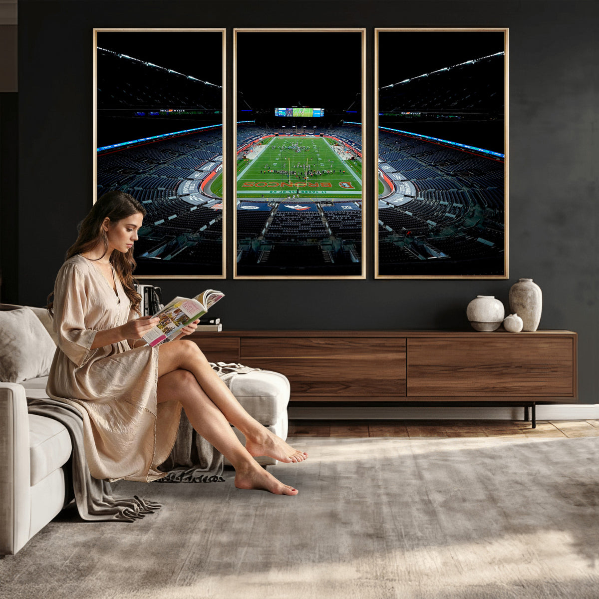 14797-MGV-CV-36X24 - Denver Broncos Football Team Print Canvas- Denver Empower Field at Mile High Stadium Wall Art Canvas