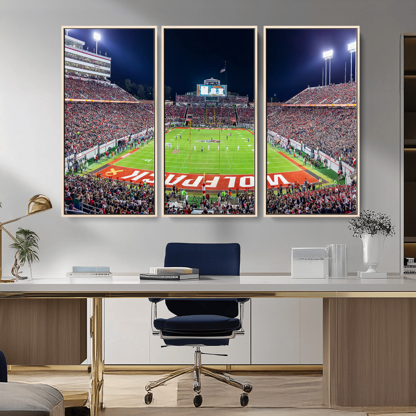 MGV-FC-48X32-3P - Wolfpack Football Team Print - Raleigh Carter-Finley Stadium Wall Art Canvas Print
