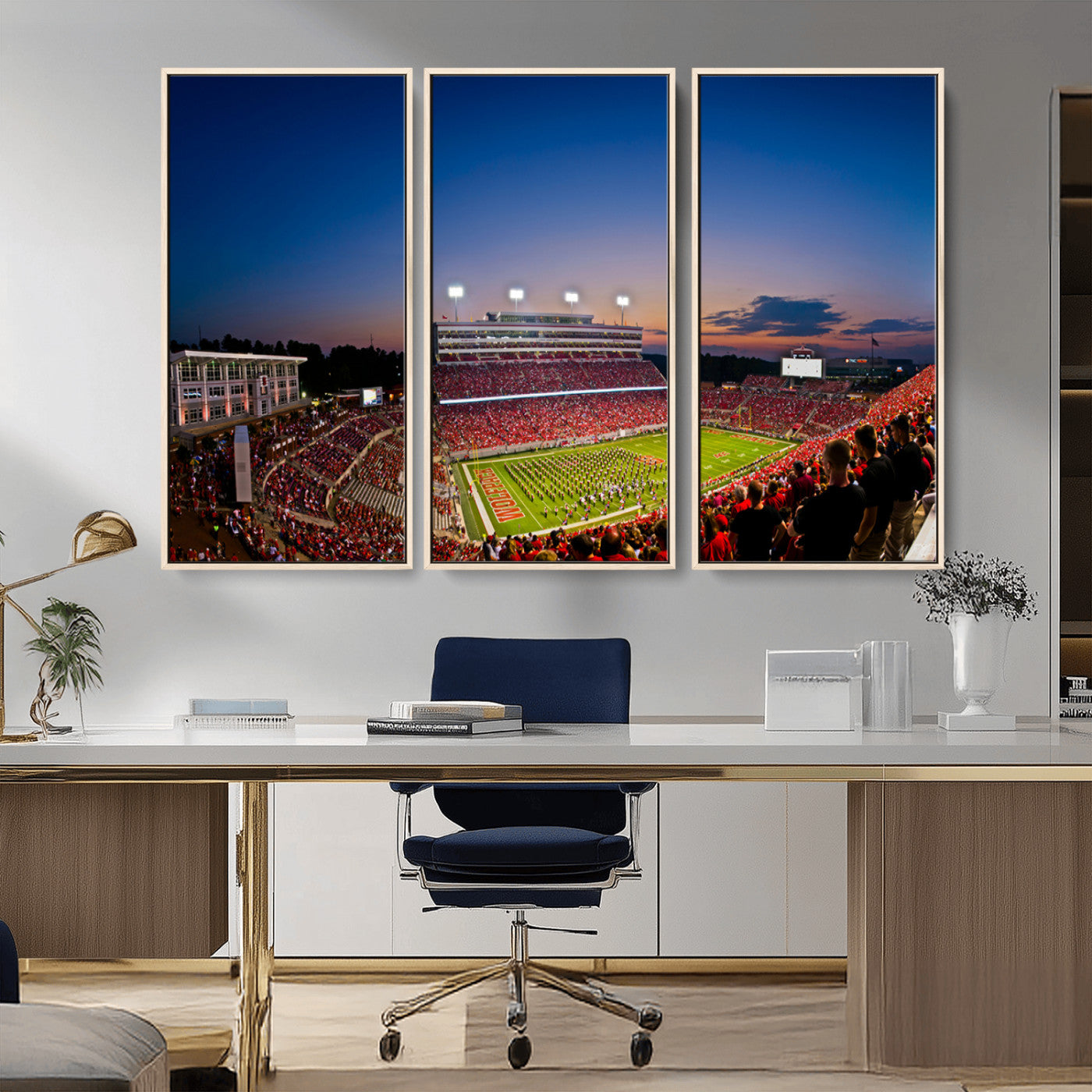 MGV-FC-48X32-3P - Wolfpack Football Team Wall Art Print - Raleigh Carter-Finley Stadium Wall Art Canvas Print
