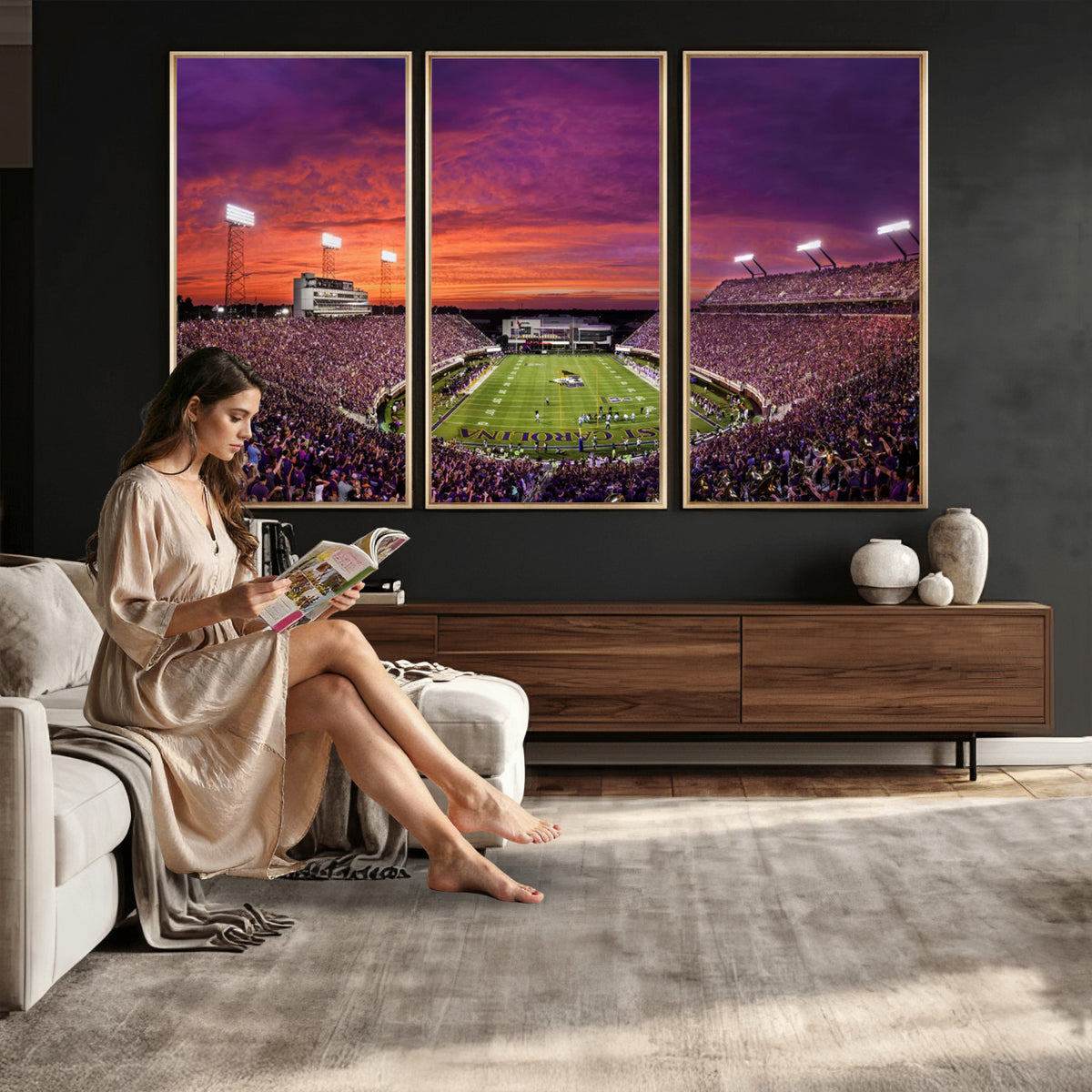 88575-MGV-CV-36X24 - East Carolina University Pirates Football Print Canvas- Greenville Dowdy-Ficklen Stadium Wall Art