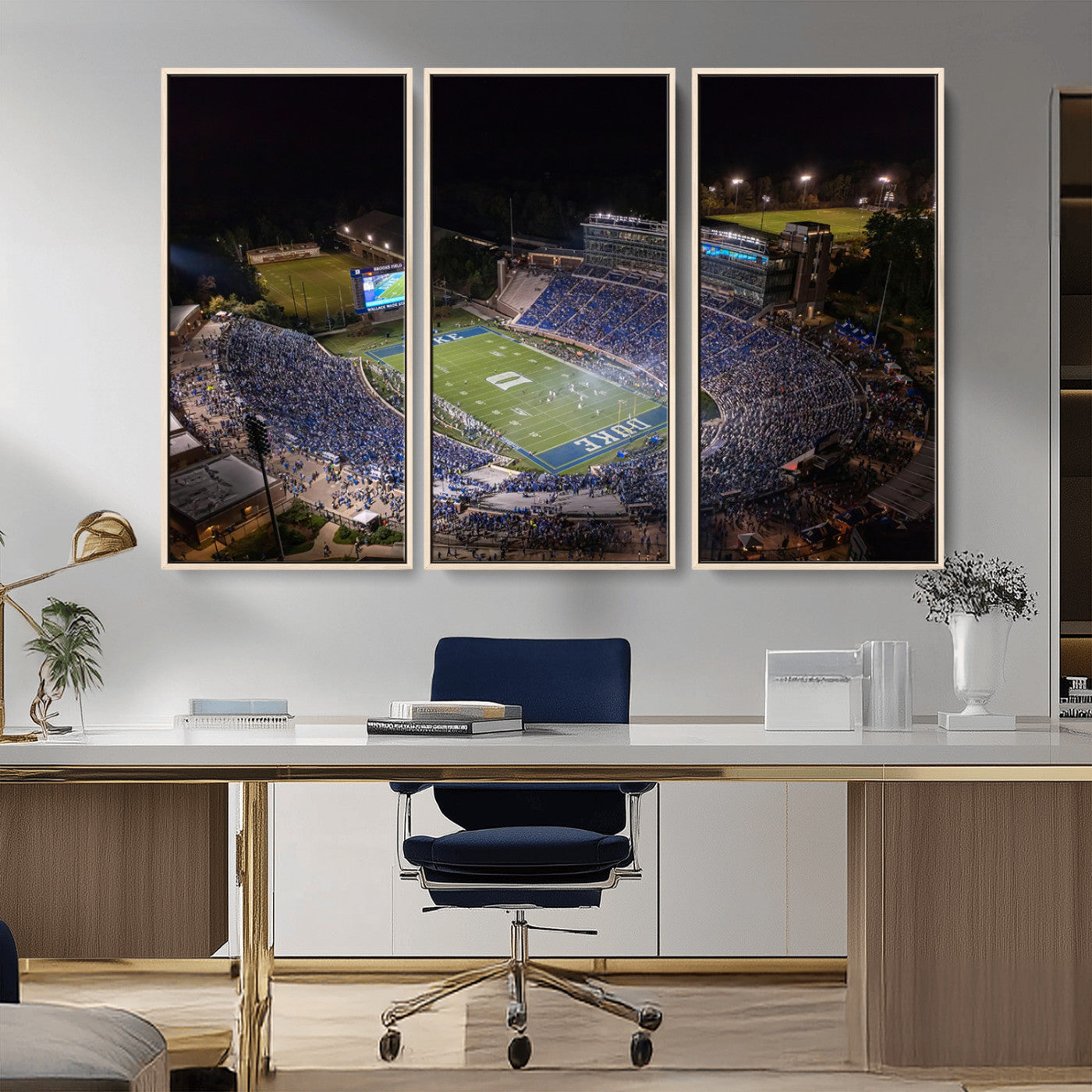 MGV-FC-48X32-3P - Duke University Blue Devils Football Print Canvas - Durham Wallace Wade Stadium Wall Art Canvas