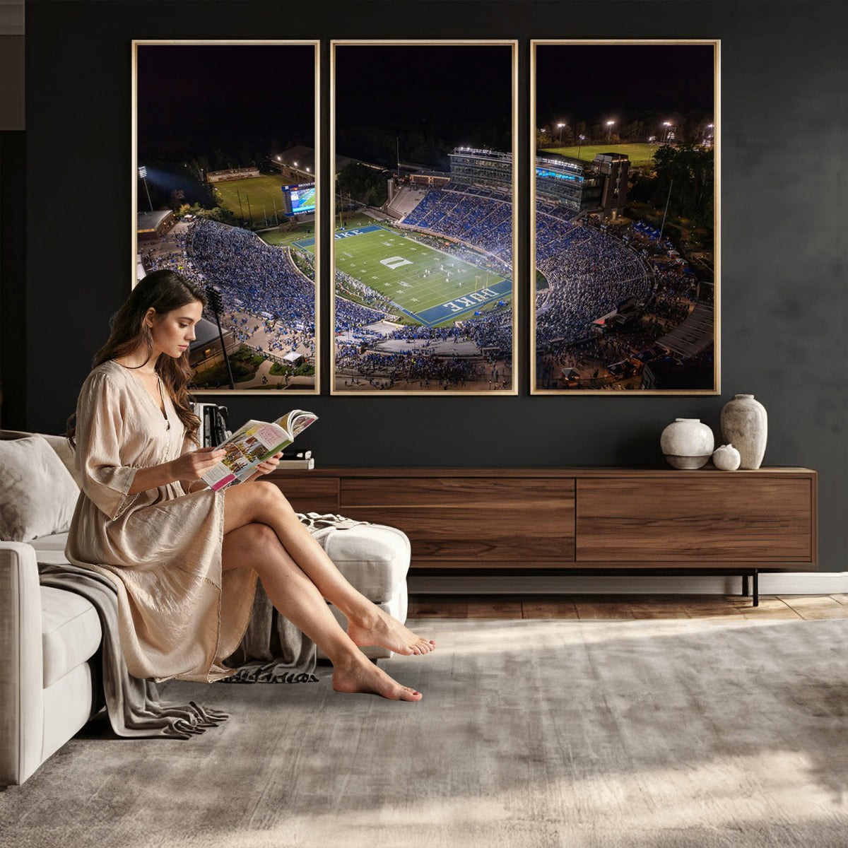 42347-MGV-CV-36X24 - Duke University Blue Devils Football Print Canvas - Durham Wallace Wade Stadium Wall Art Canvas