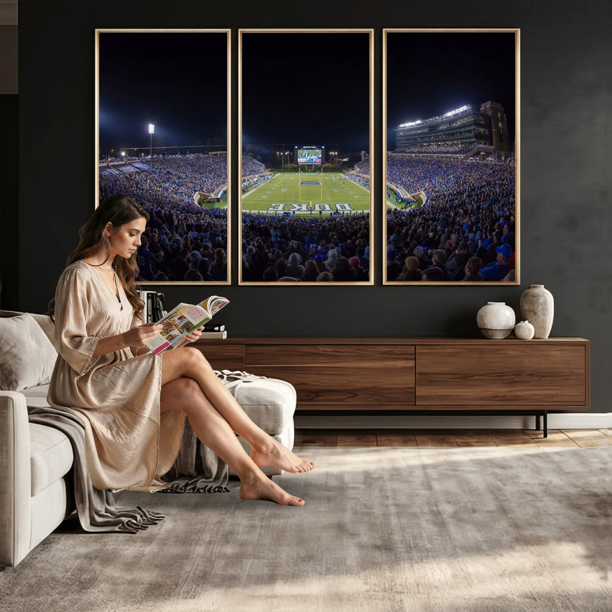 21070-MGV-CV-36X24 - Duke University Blue Devils Football Team Print - Durham Wallace Wade Stadium Wall Art Canvas Print