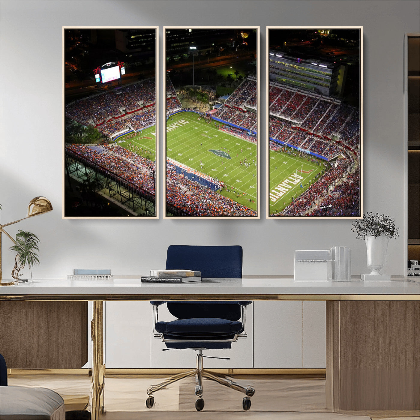 MGV-FC-48X32-3P - Florida Atlantic University Owls Canvas Print, Football Team Print - Boca Raton FAU Stadium Wall Art