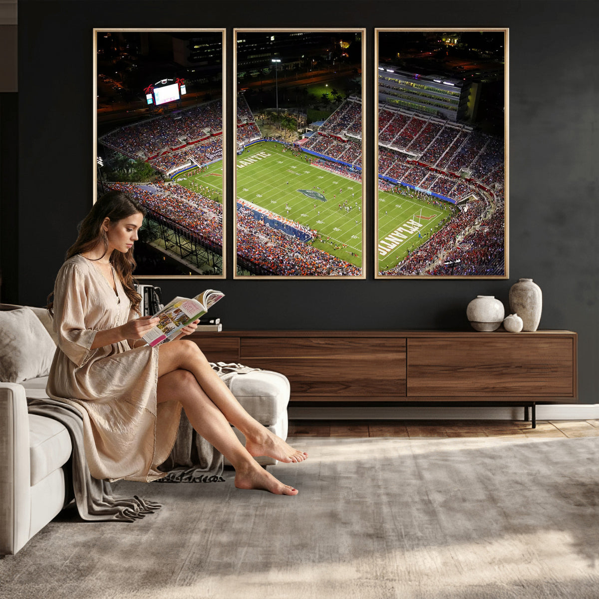 12682-MGV-CV-36X24 - Florida Atlantic University Owls Canvas Print, Football Team Print - Boca Raton FAU Stadium Wall Art