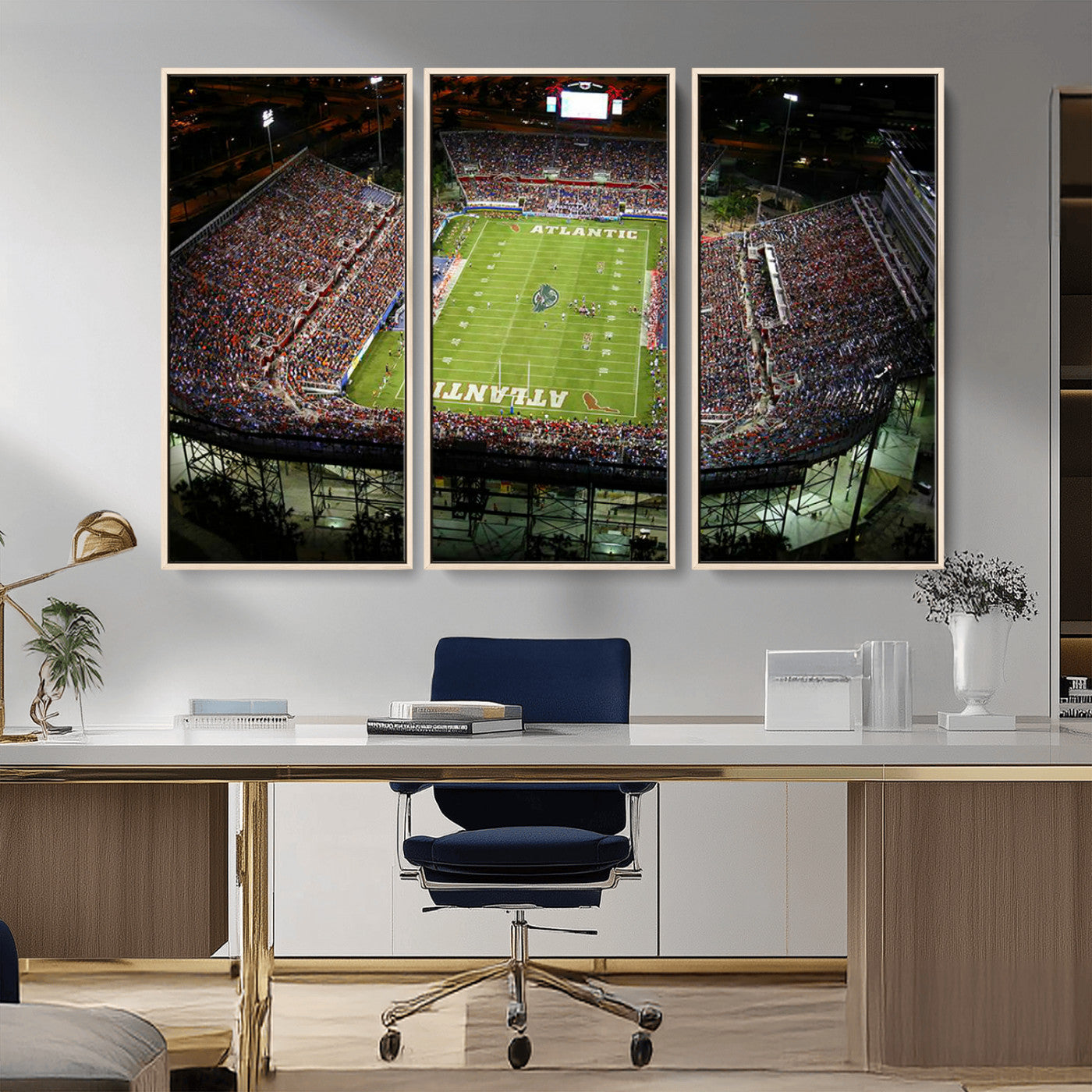 MGV-FC-48X32-3P - Florida Atlantic University Owls Football Team Print - Boca Raton FAU Stadium Wall Art Canvas Print