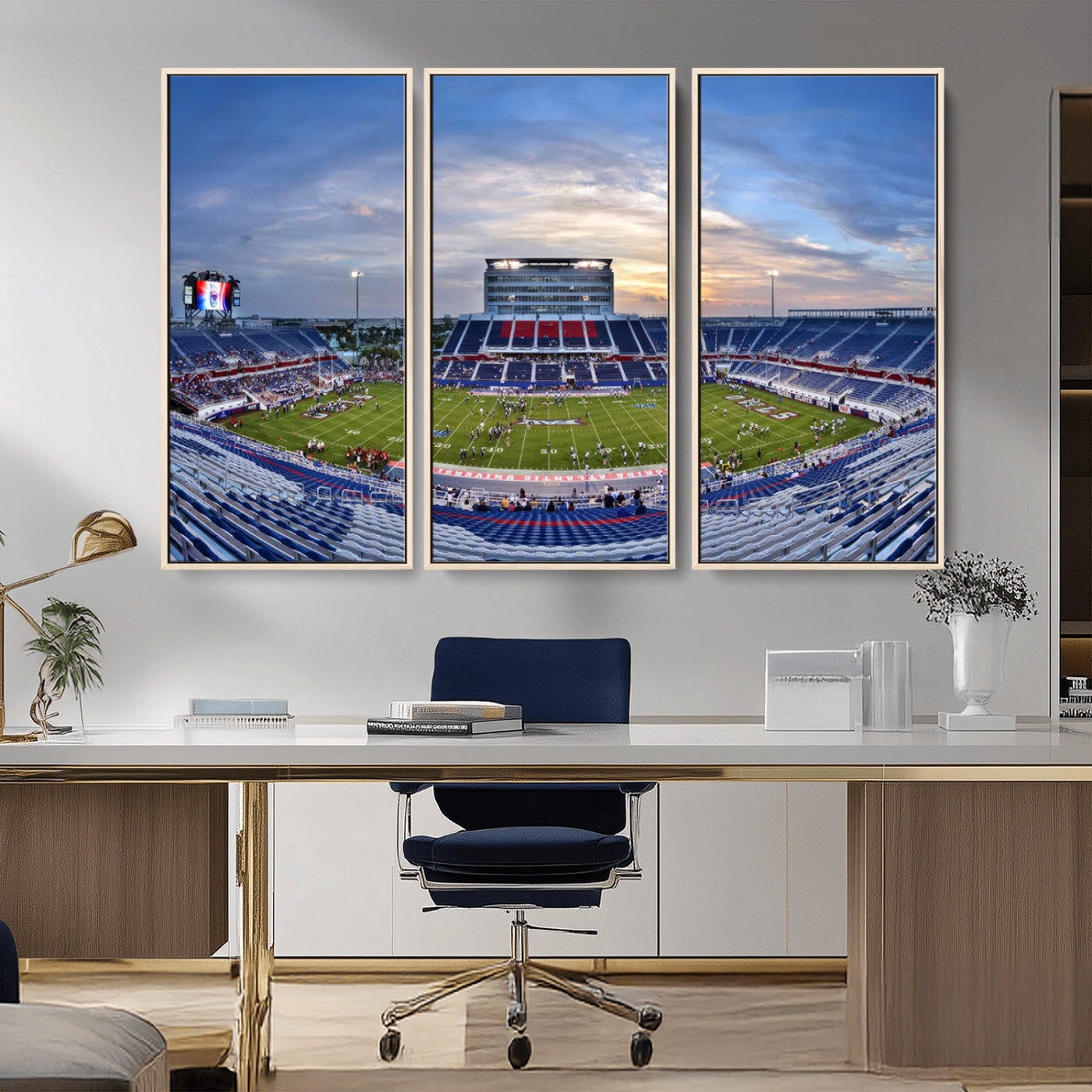 MGV-FC-48X32-3P - Florida Atlantic University Owls Football Team Print - Boca Raton FAU Stadium Wall Art Canvas Print