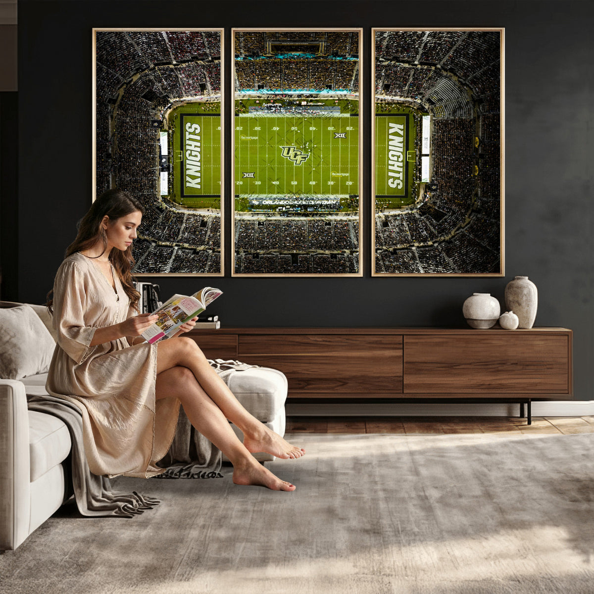 58050-MGV-CV-36X24 - UCF Knights Football Team Print - Orlando FBC Mortgage Stadium Wall Art, UCF Knights Canvas Print
