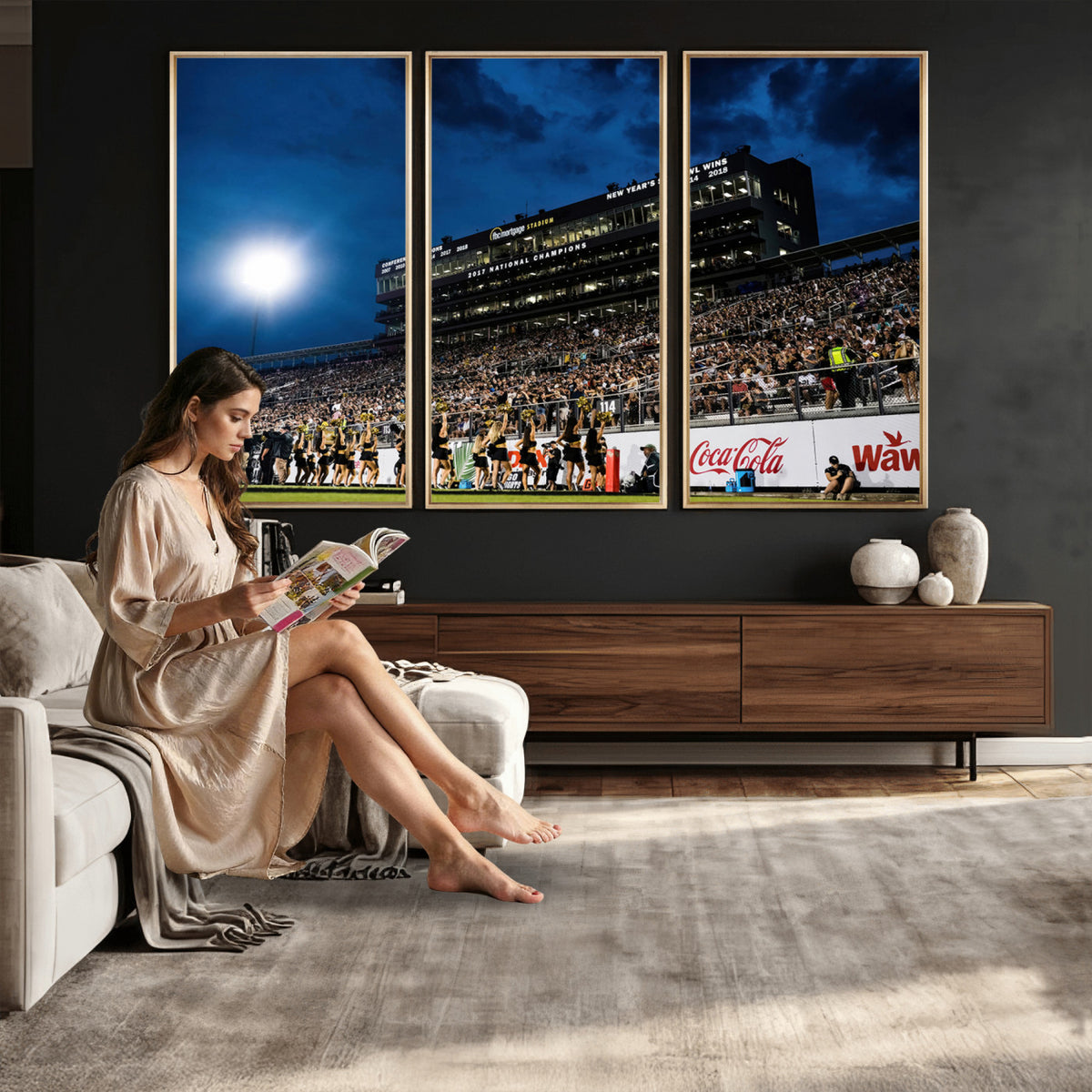40217-MGV-CV-36X24 - UCF Knights Football Team Print - Orlando FBC Mortgage Stadium Wall Art Canvas Print