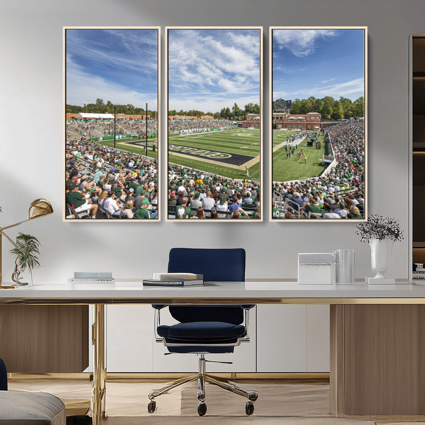 MGV-FC-48X32-3P - University of Charlotte 49ers Football Team Print - Charlotte Jerry Richardson Stadium Canvas Print