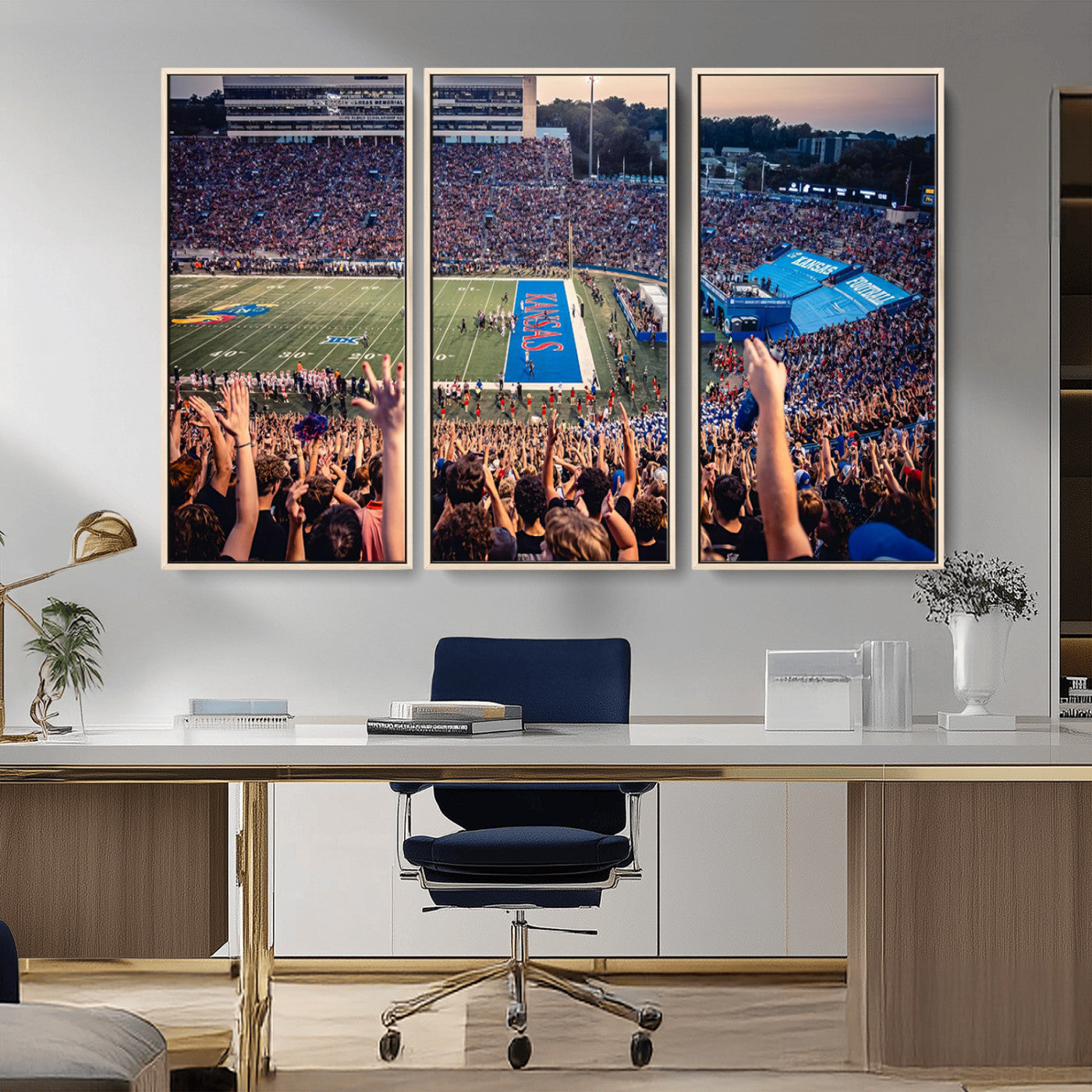MGV-FC-48X32-3P - University of Kansas Jayhawks Football Team Art Print - Lawrence Kansas Memorial Stadium Wall Art