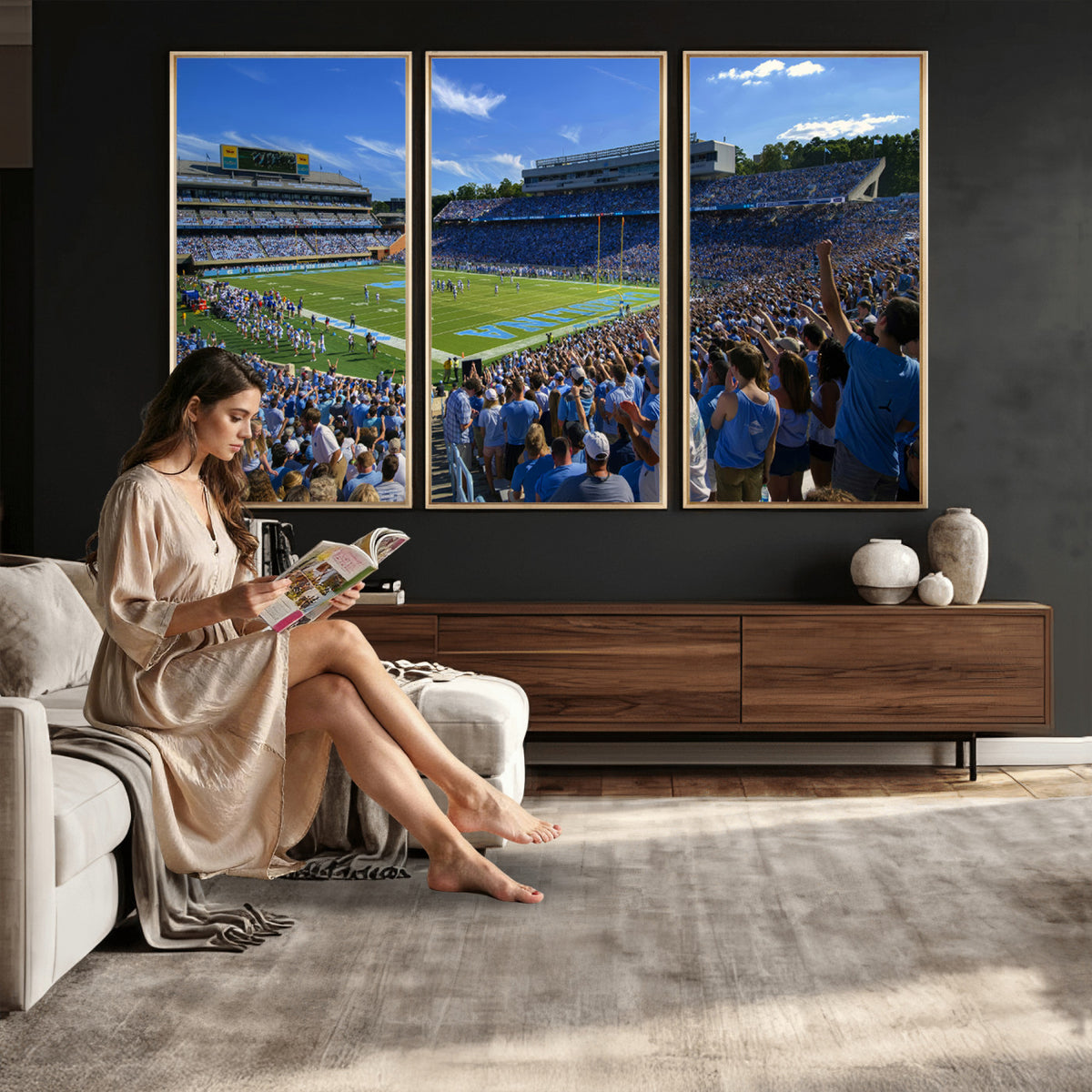 58540-MGV-CV-36X24 - University of North Carolina Tar Heels Team Canvas Print - Chapel Hill Kenan Memorial Stadium Wall