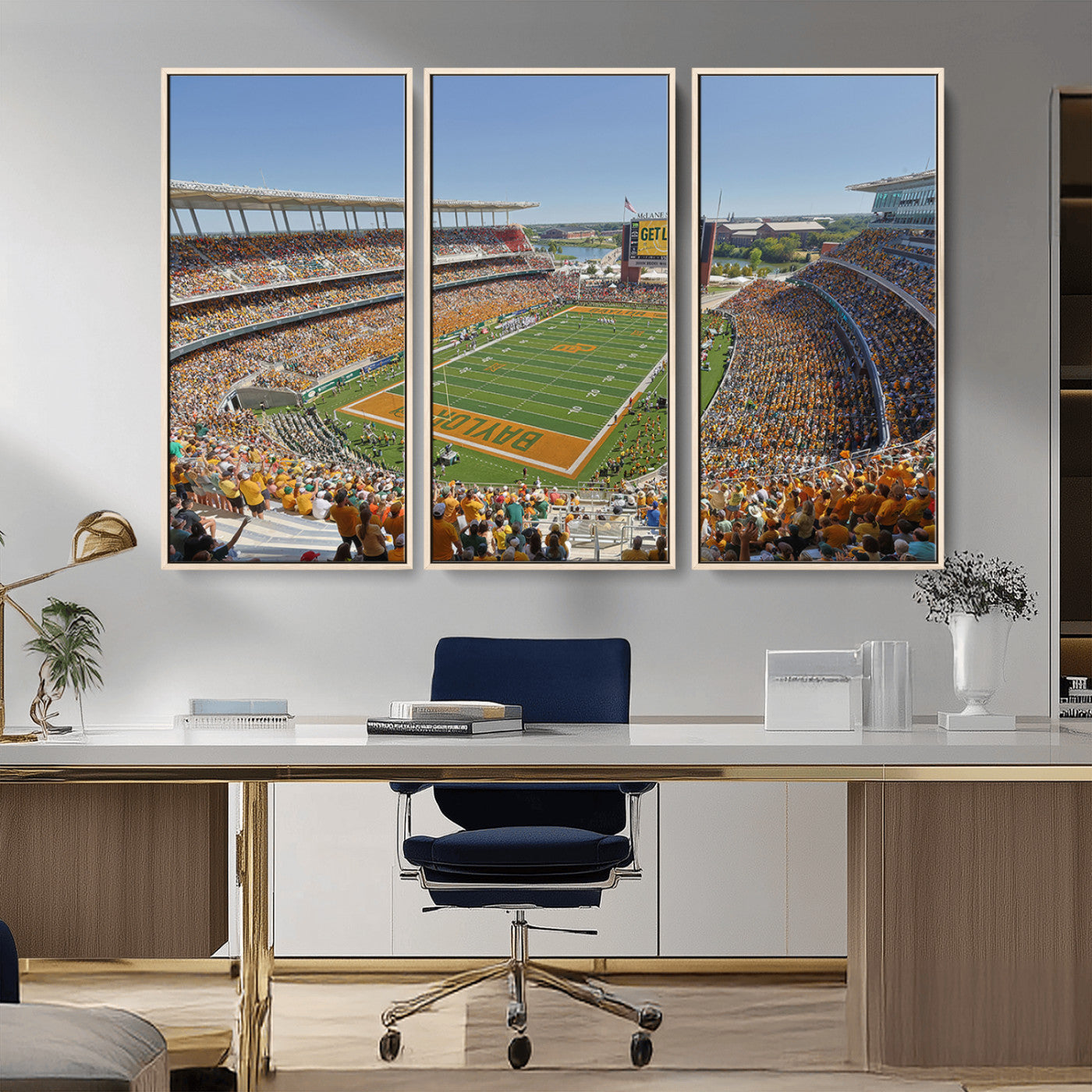 MGV-FC-48X32-3P - Baylor University Bears Football Team Print - Waco McLane Stadium Wall Art Canvas Print