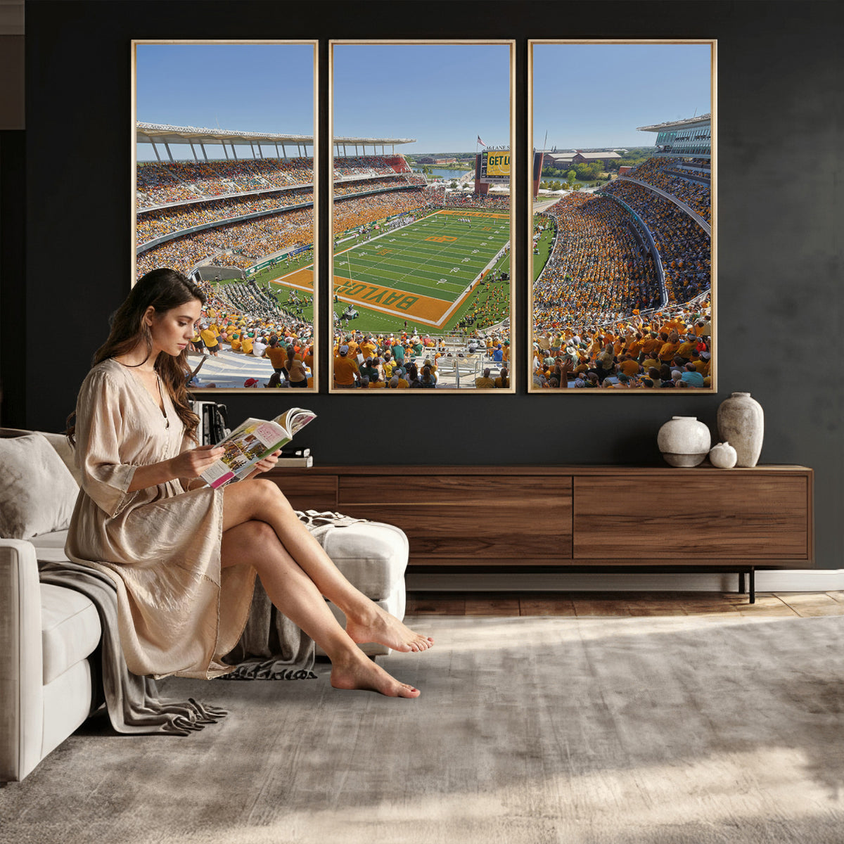 49912-MGV-CV-36X24 - Baylor University Bears Football Team Print - Waco McLane Stadium Wall Art Canvas Print