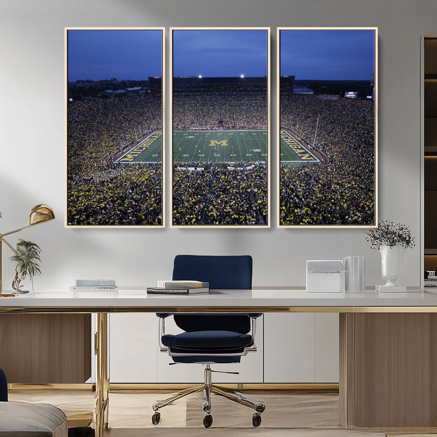 MGV-FC-48X32-3P - University of Michigan Wolverines Football Team Print - Ann Arbor Michigan Stadium Wall Art Canvas