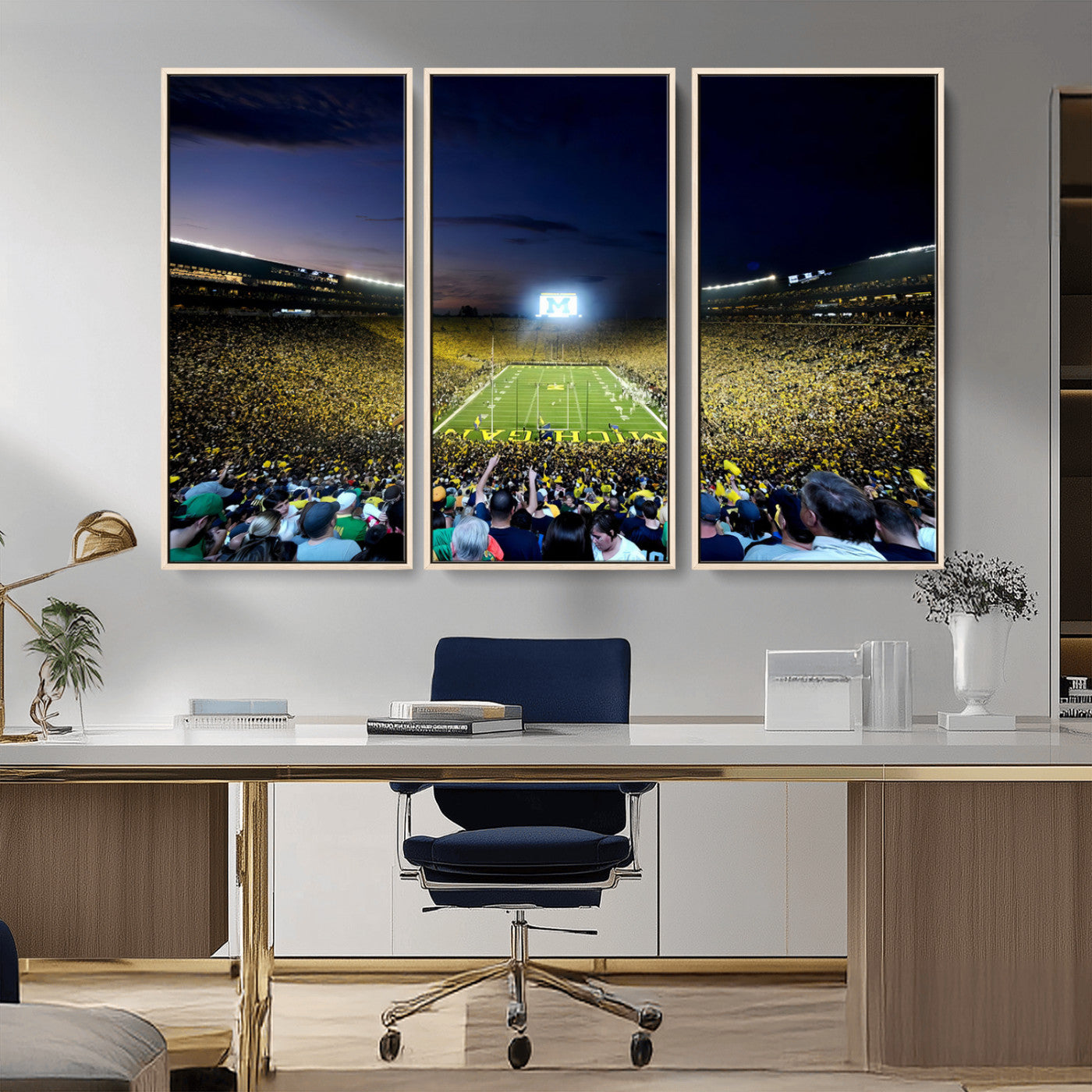 MGV-FC-48X32-3P - University of Michigan Wolverines Football Team Print - Ann Arbor Michigan Stadium Canvas Print