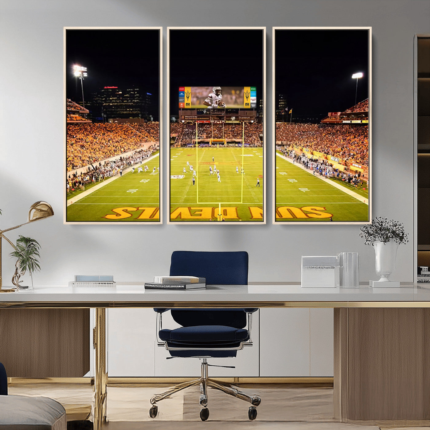 MGV-FC-48X32-3P - ASU Sun Devils Football Team Print - Phoenix Mountain America Stadium Canvas Print