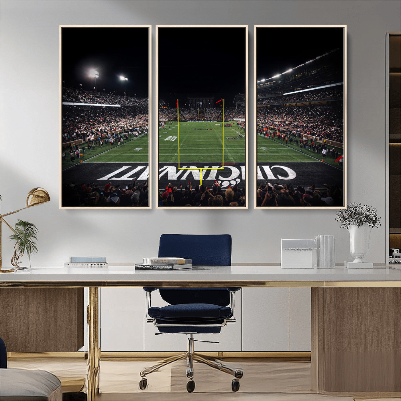 MGV-FC-48X32-3P - Cincinnati Bearcats Football Team Print - Nippert Stadium Wall Art Canvas Print