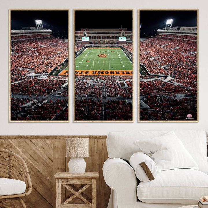 Oklahoma State Cowboys Canvas Print, Football Team Print - Stillwater Boone Pickens Stadium Wall Art Canvas Print