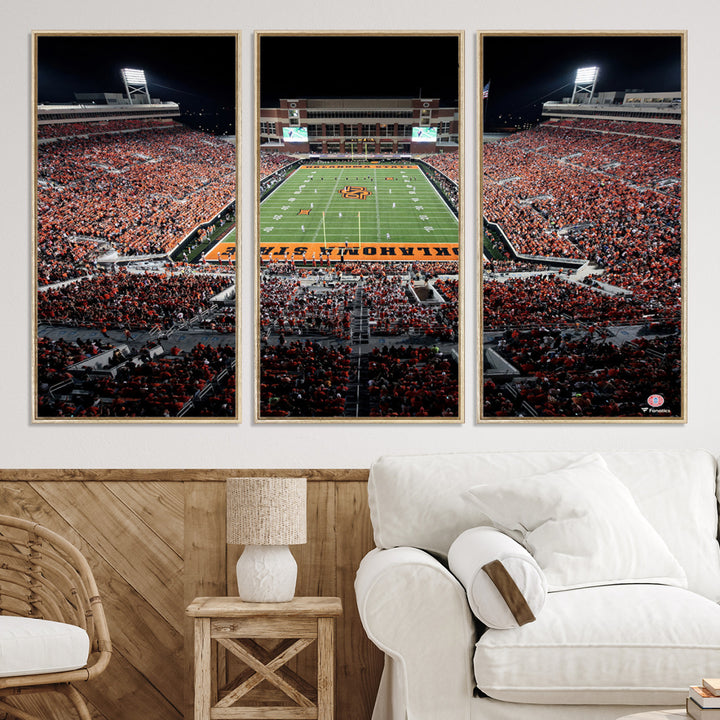 Oklahoma State Cowboys Football Team Print - Stillwater Boone Pickens Stadium Wall Art Canvas Print