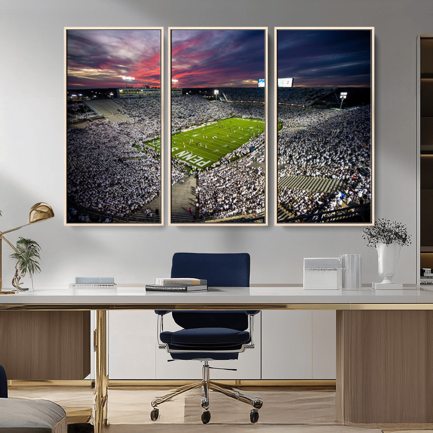 MGV-FC-48X32-3P - Penn State Nittany Lions Football Team Print - University Park Beaver Stadium Art Canvas Print