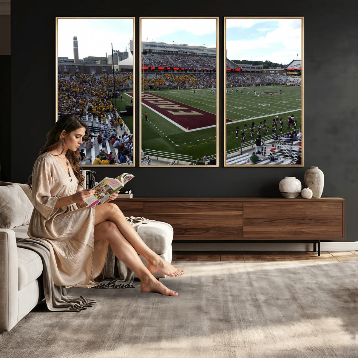 61503-MGV-CV-36X24 - Boston College Eagles Football Team Print - Boston Alumni Stadium Wall Art Canvas Print