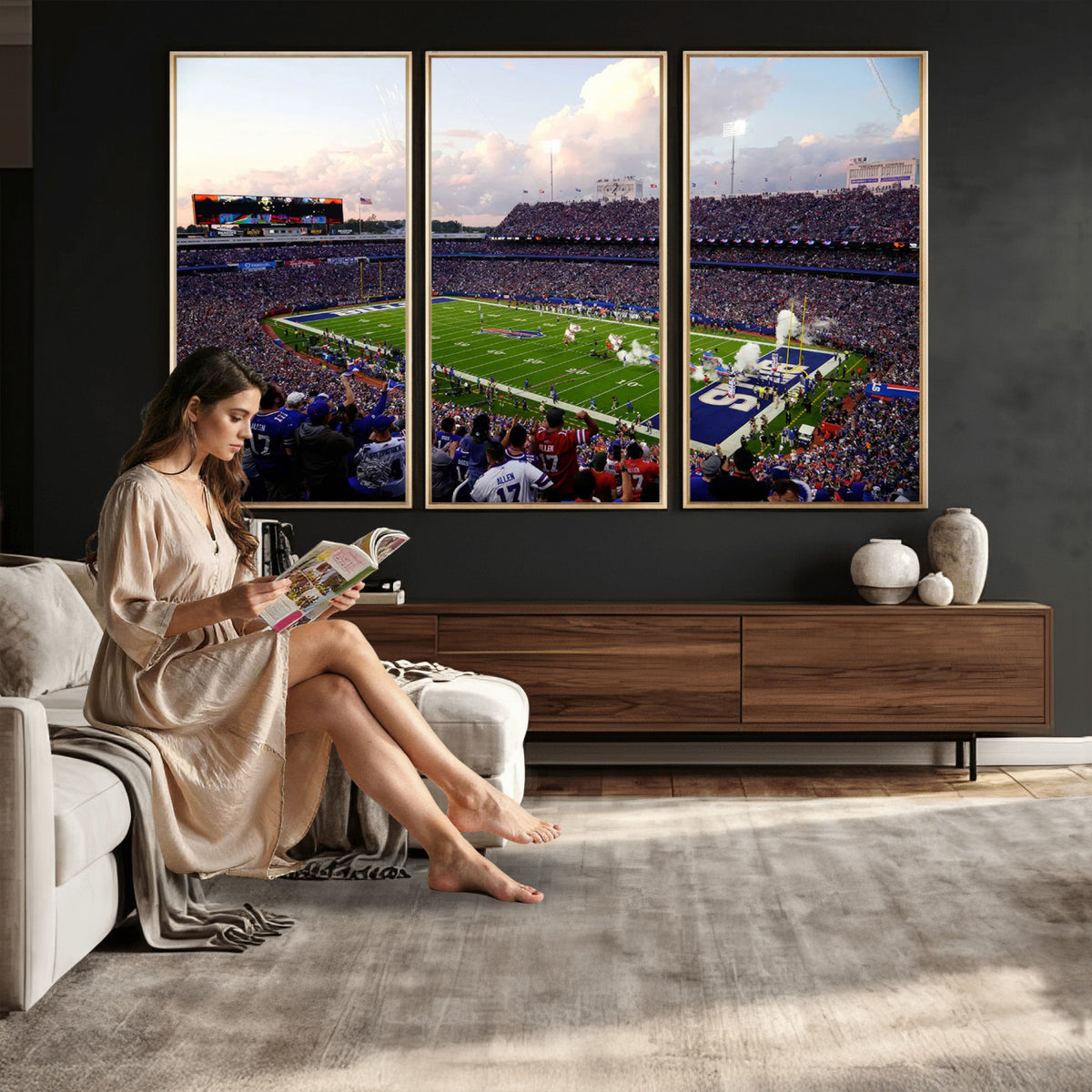 64066-MGV-CV-36X24 - Buffalo Bills Football Team Print - Buffalo Highmark Stadium Wall Art Canvas Print