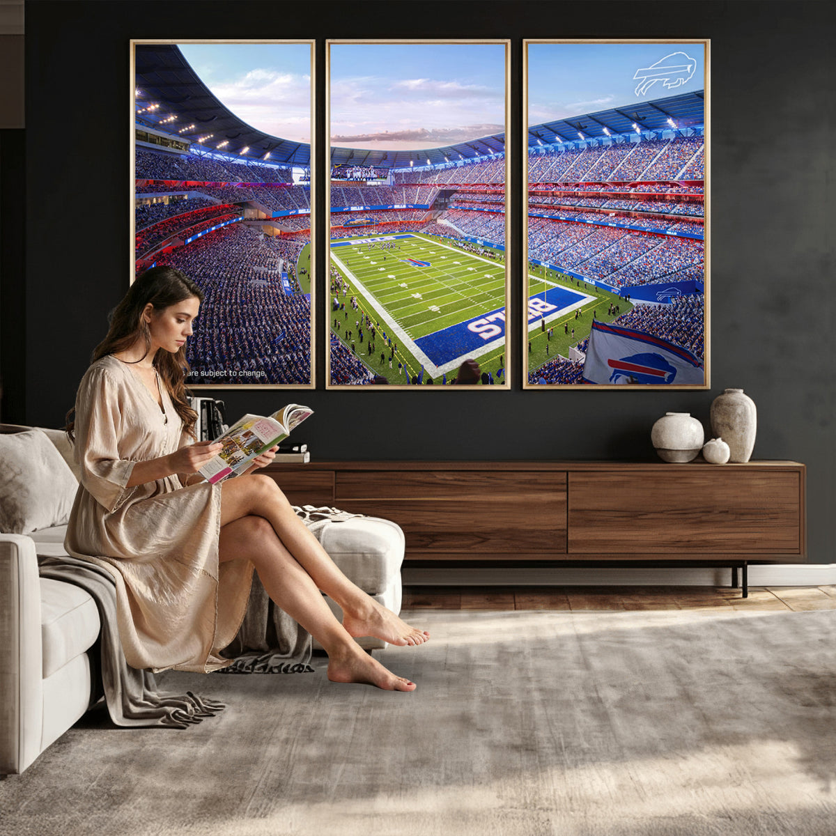 57873-MGV-CV-36X24 - Buffalo Bills Football Team Print Canvas - Buffalo Highmark Stadium Wall Art Canvas Print