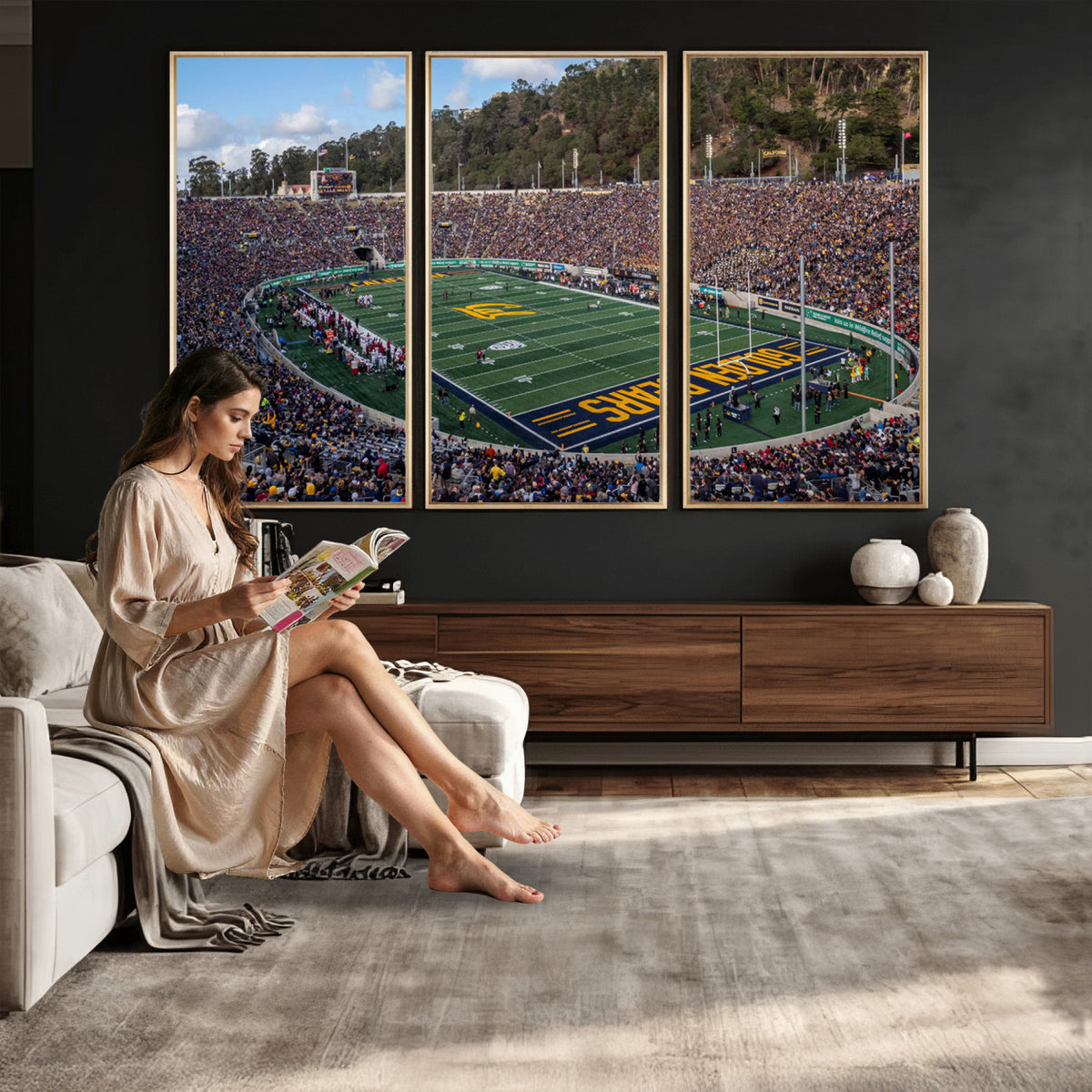38054-MGV-CV-36X24 - University of California Golden Bears Football Team Print - Berkeley California Memorial Stadium Art