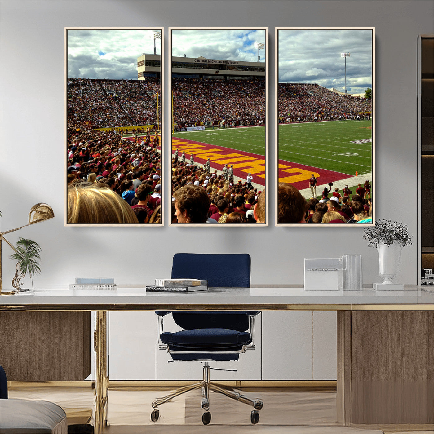 MGV-FC-48X32-3P - Central Michigan University Chippewas Football Team Print - Mount Pleasant Kelly/Shorts Stadium Wall