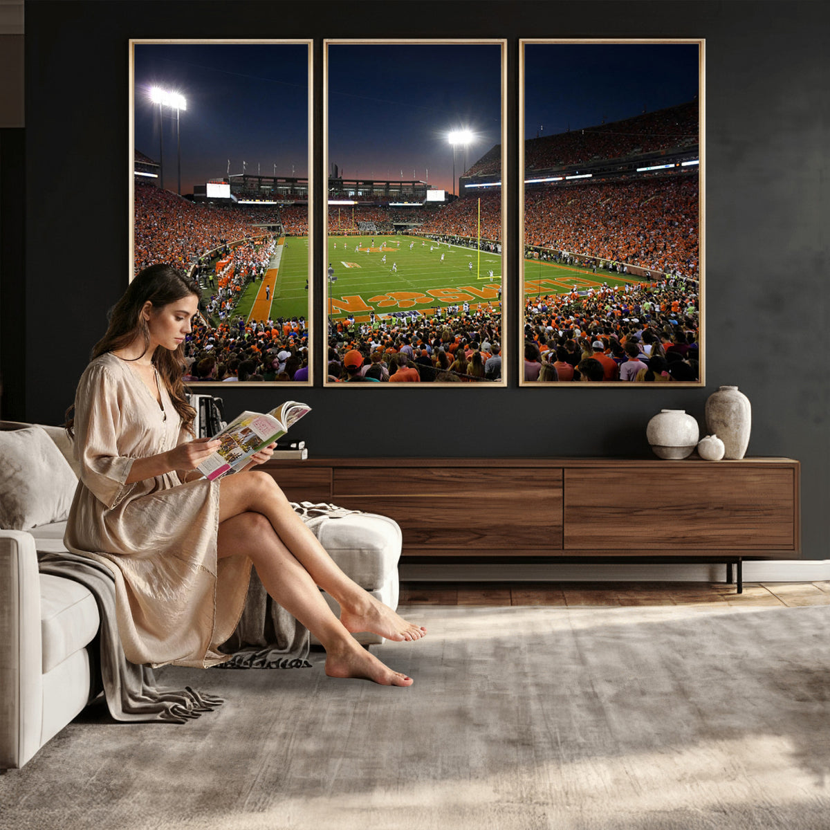 32340-MGV-CV-36X24 - Clemson University Tigers Art Print, Football Team Print