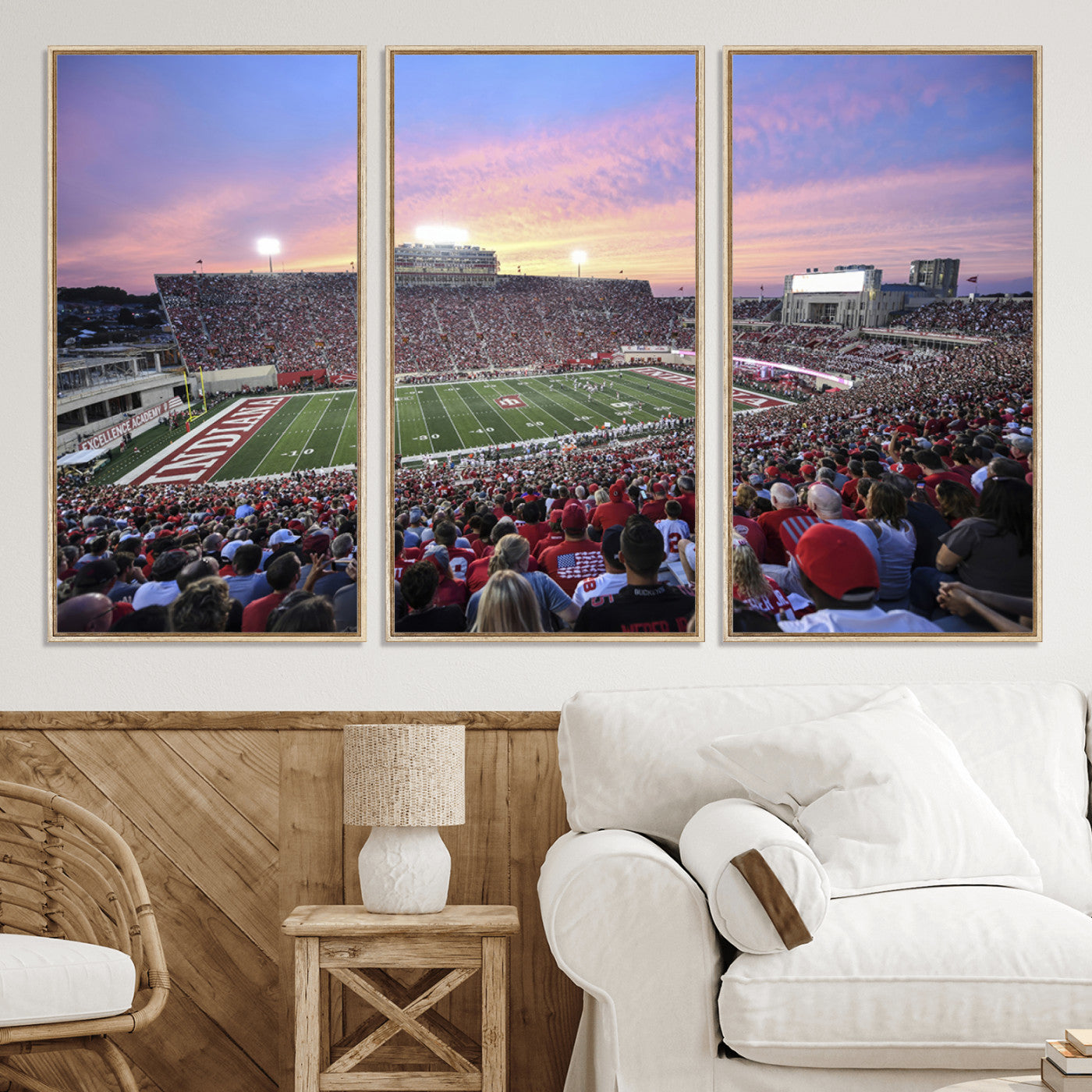 13046-MGV-CV-36X24-Indiana University Hoosiers Football Team Print - Bloomington Memorial Stadium Wall Art Canvas Print