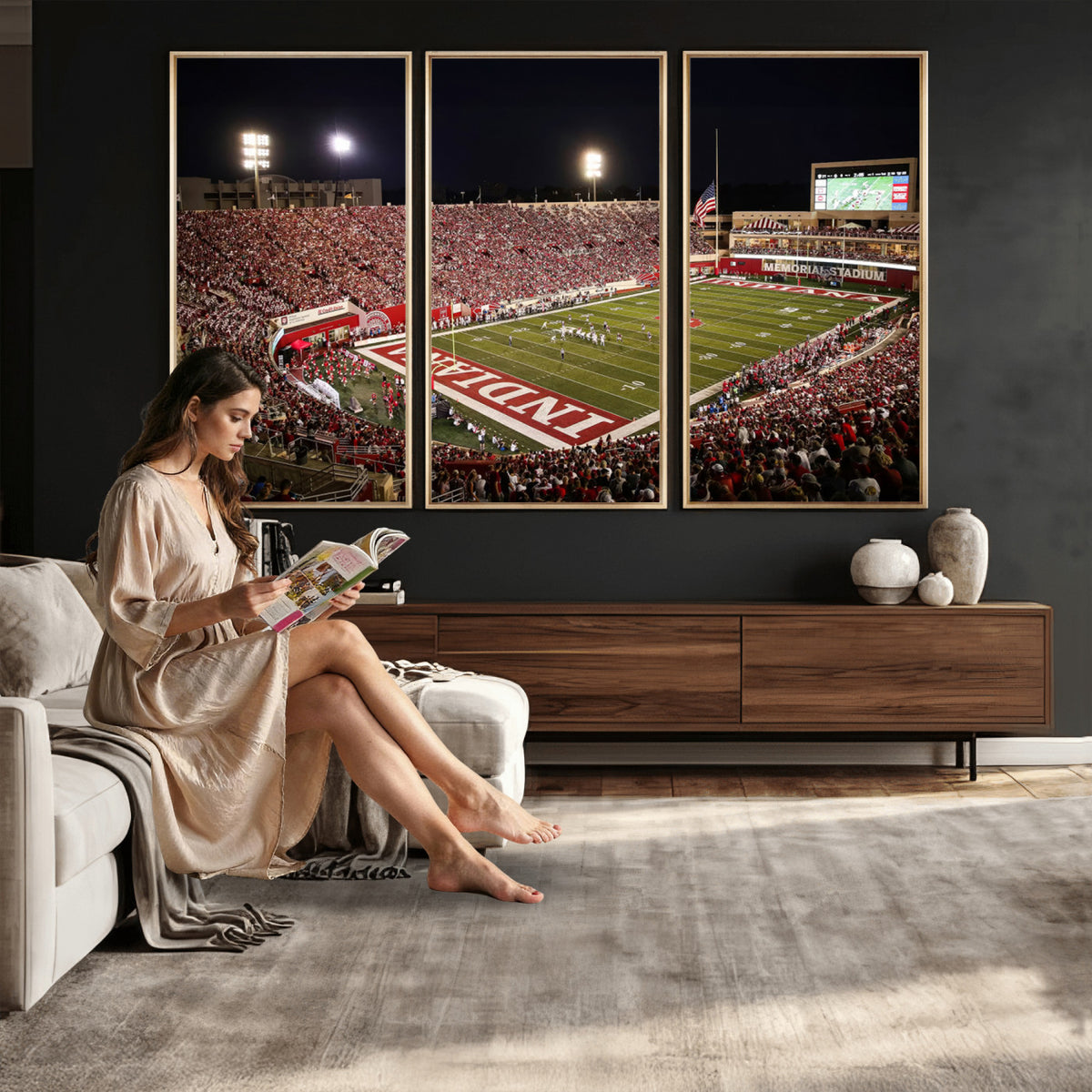 82748-MGV-CV-36X24 - Indiana University Hoosiers Football Team Print Canvas, Framed and Ready to Hang