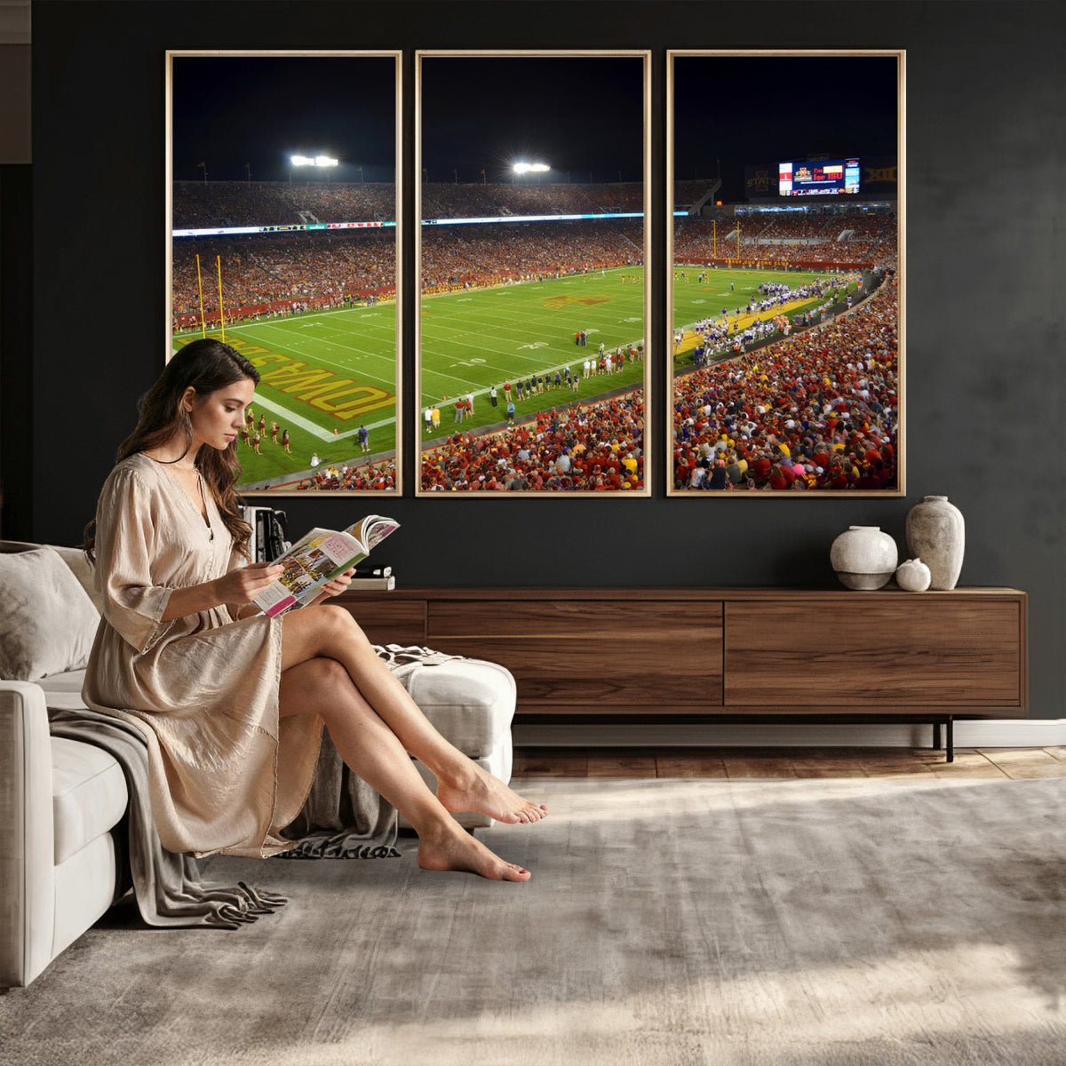 27211-MGV-CV-36X24 - Iowa State University Cyclones Football Team Print, Ames, Extra Large Game Room Wall Decor