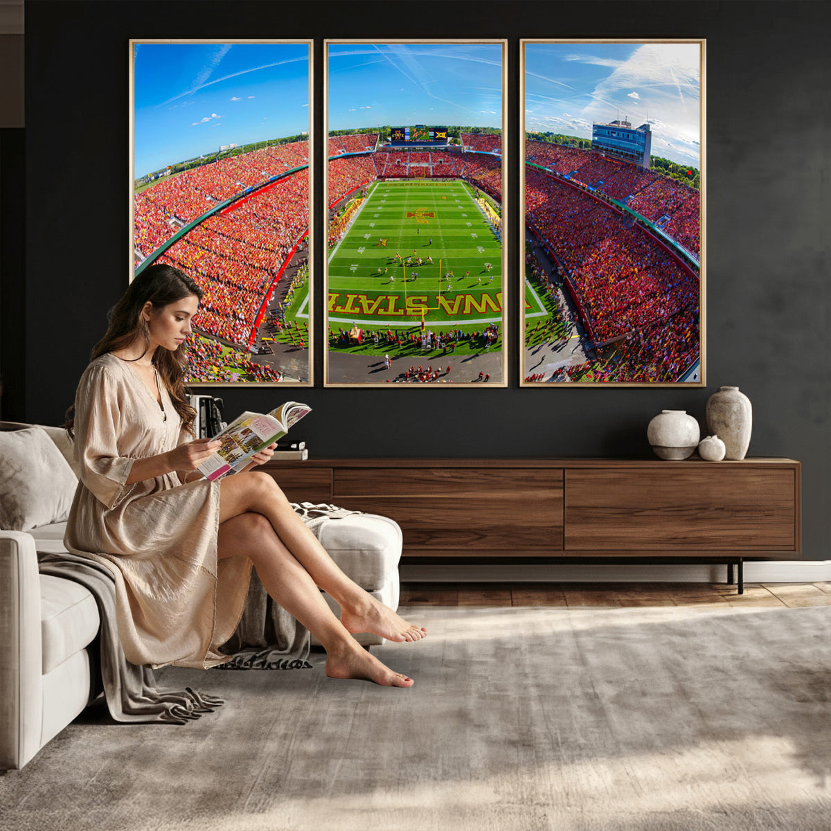 36706-PAN-FL-20X10 - Iowa State University Cyclones Football Team Print - Ames Jack Trice Stadium Art Canvas Print