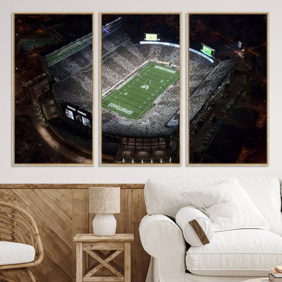 Michigan State Spartans Football Team Print - East Lansing Spartan Stadium Print Wall Art