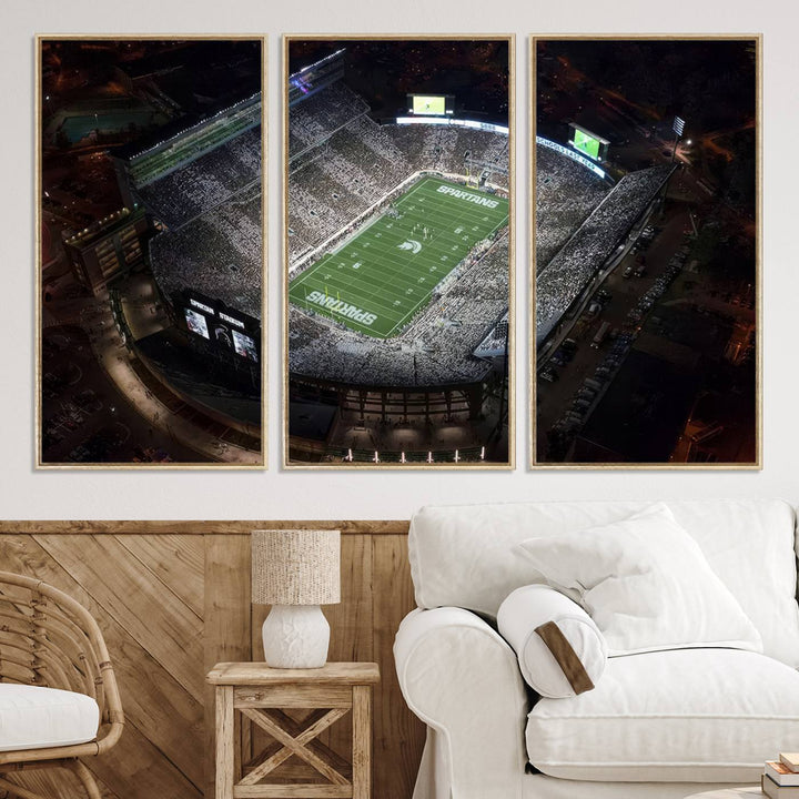 Michigan State Spartans Football Team Print - East Lansing Spartan Stadium Print Wall Art