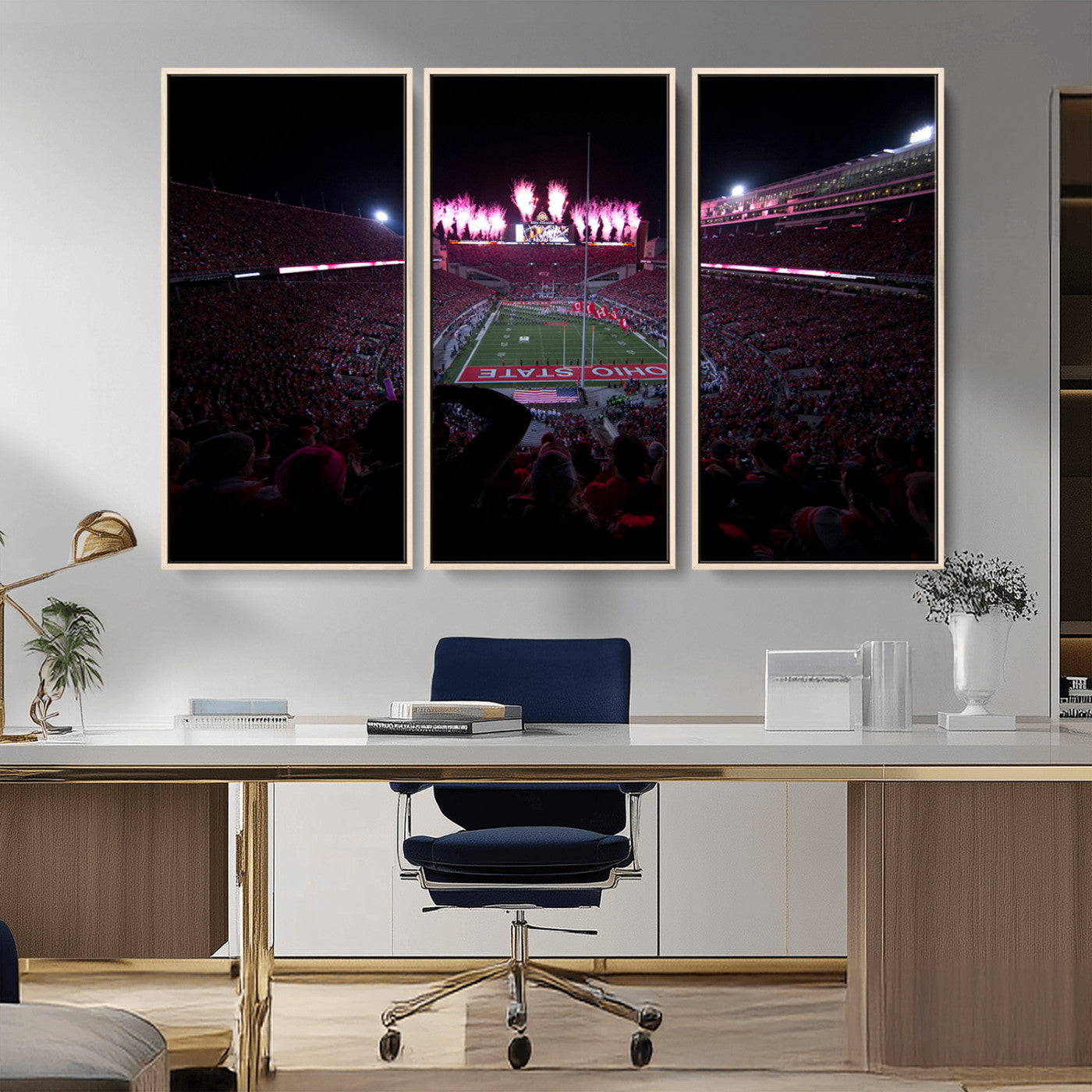 MGV-FC-48X32-3P - Ohio State University Buckeyes Football Team Print - Columbus Ohio Stadium Wall Art Canvas Print