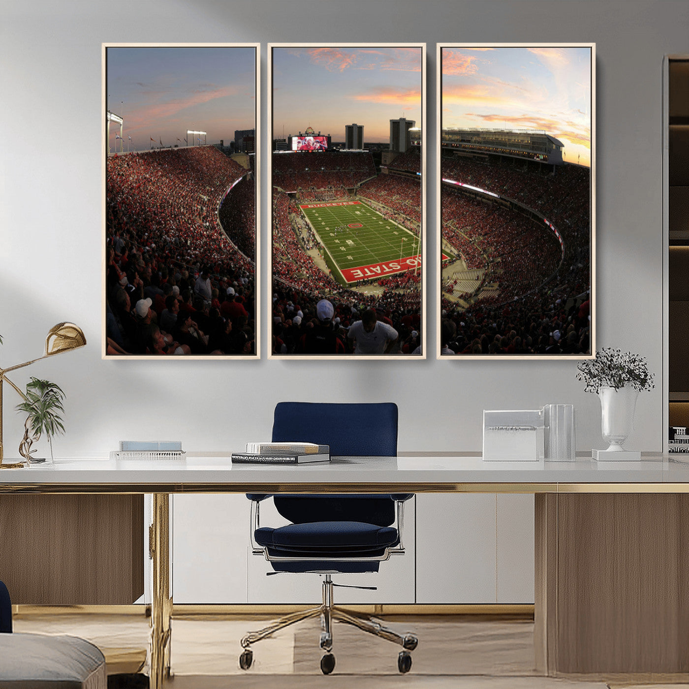 MGV-FC-48X32-3P - Ohio State University Buckeyes Football Team Print - Columbus Ohio Stadium Wall Art Canvas Print