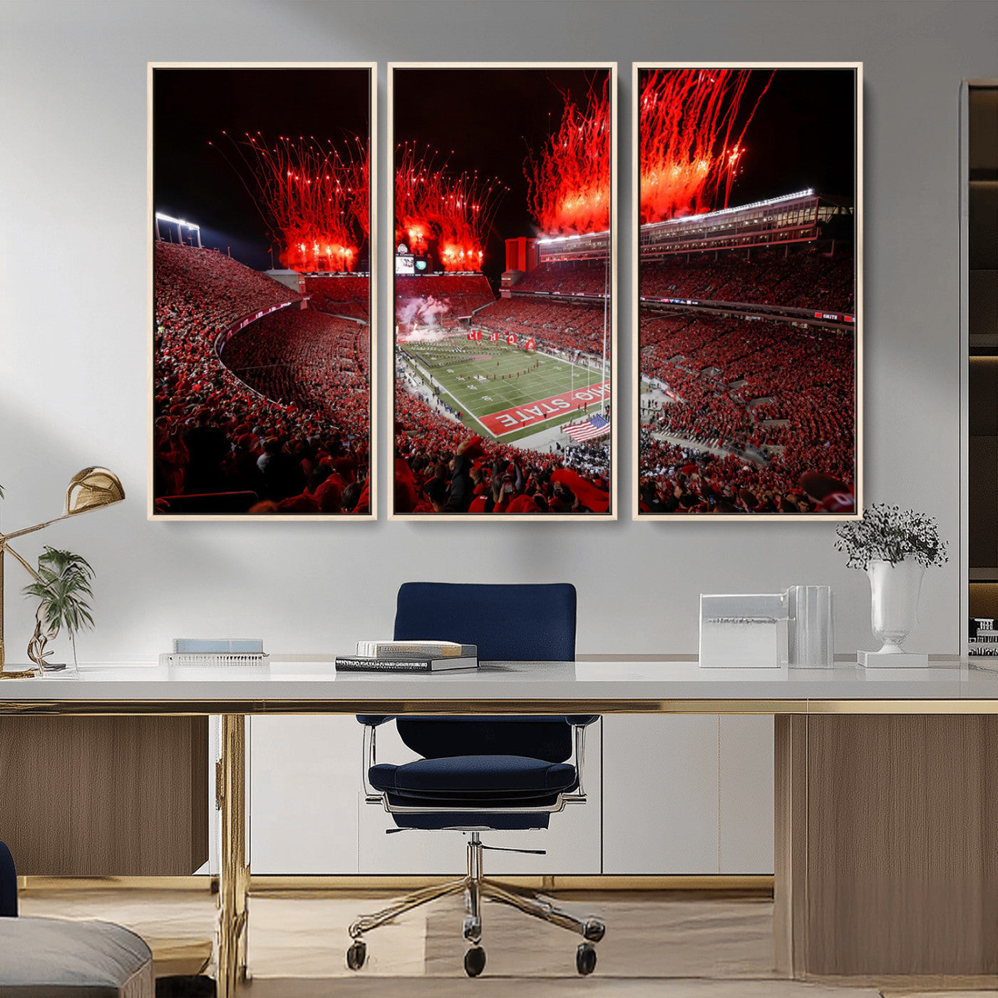 MGV-FC-48X32-3P - Ohio State University Buckeyes Football Team Print - Columbus Ohio Stadium Wall Art Canvas Print