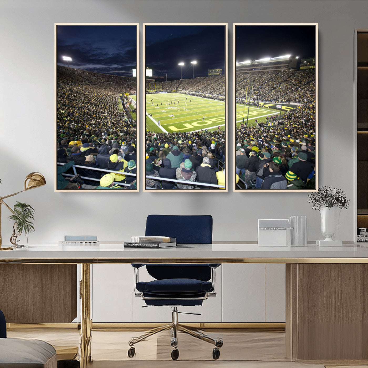 MGV-FC-48X32-3P - University of Oregon Ducks Football Team Print - Eugene Autzen Stadium Wall Art Canvas Print