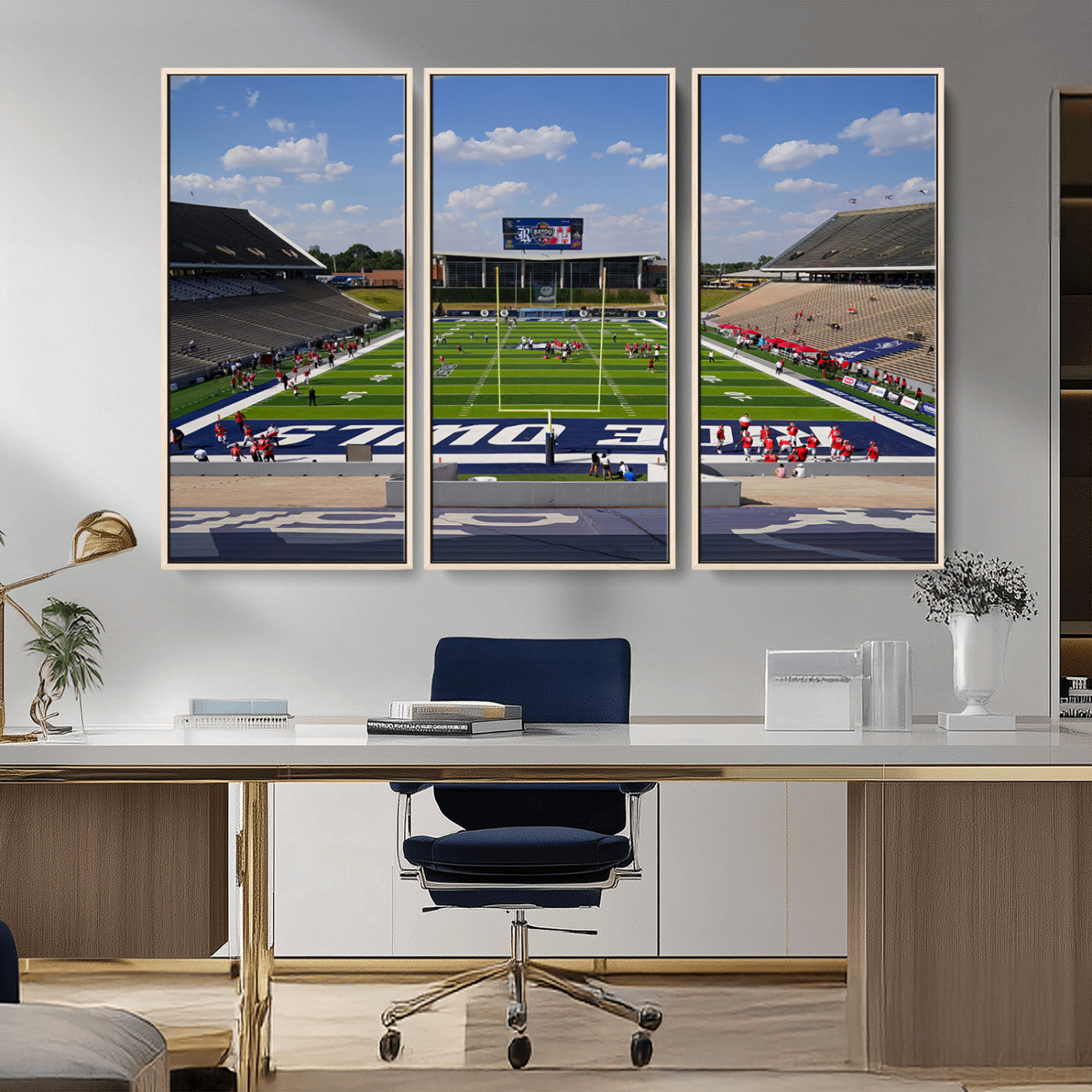 MGV-FC-48X32-3P - Rice University Owls Football Team Print - Houston Rice Stadium Wall Art Canvas Print